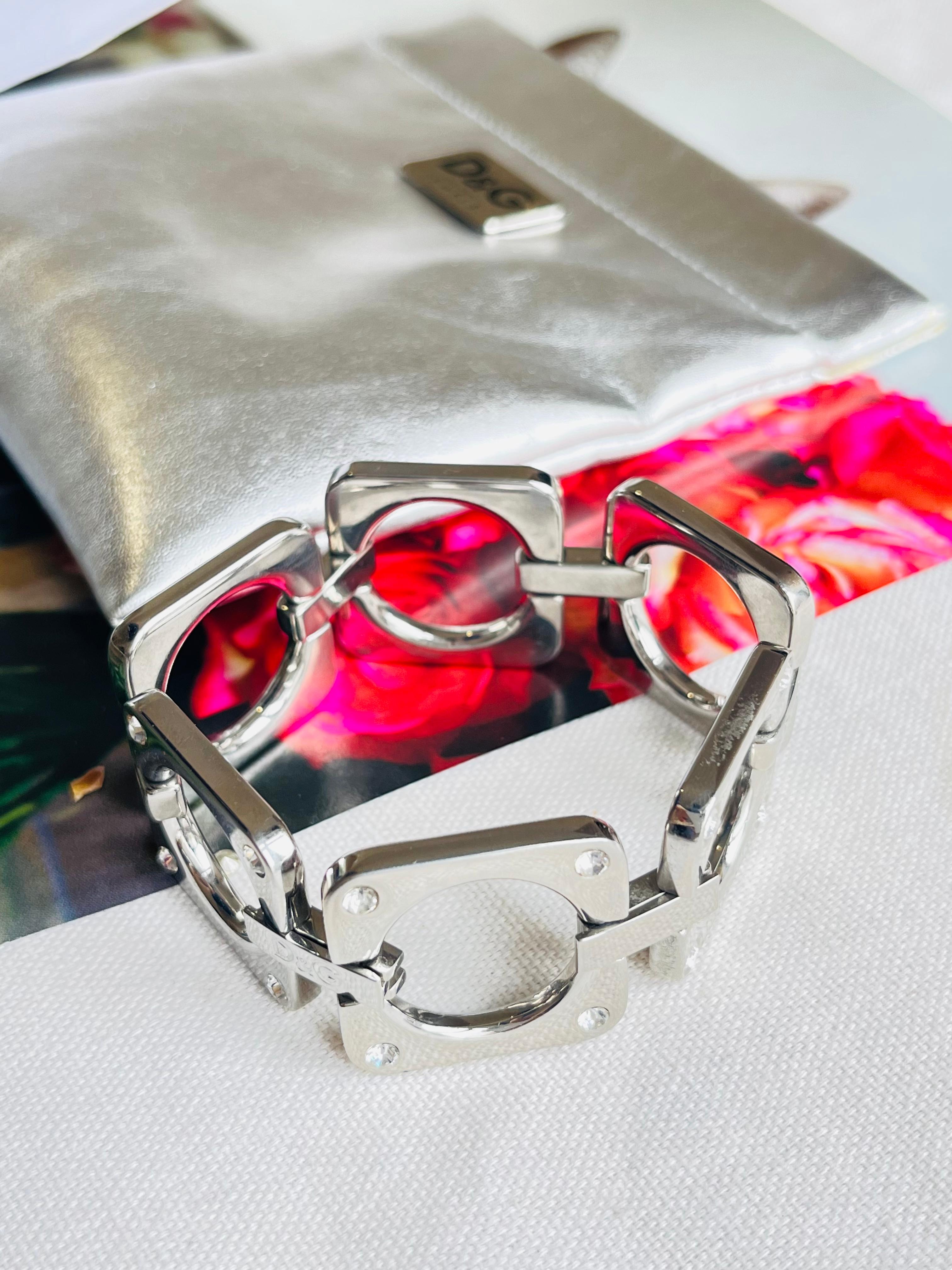Women's or Men's Dolce & Gabbana Vintage D&G Classic Statement Monogram Squares Crystal Bracelet