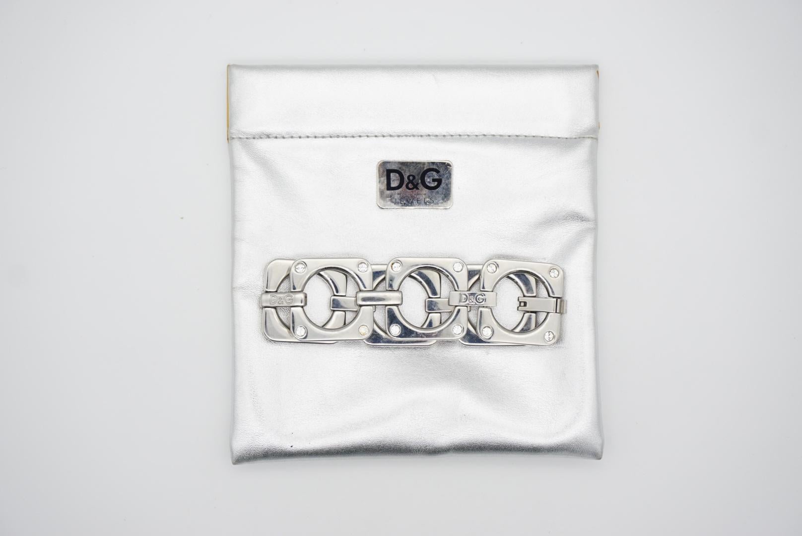 Dolce & Gabbana Vintage D&G Classic Statement Monogram Squares Crystal Bracelet 3