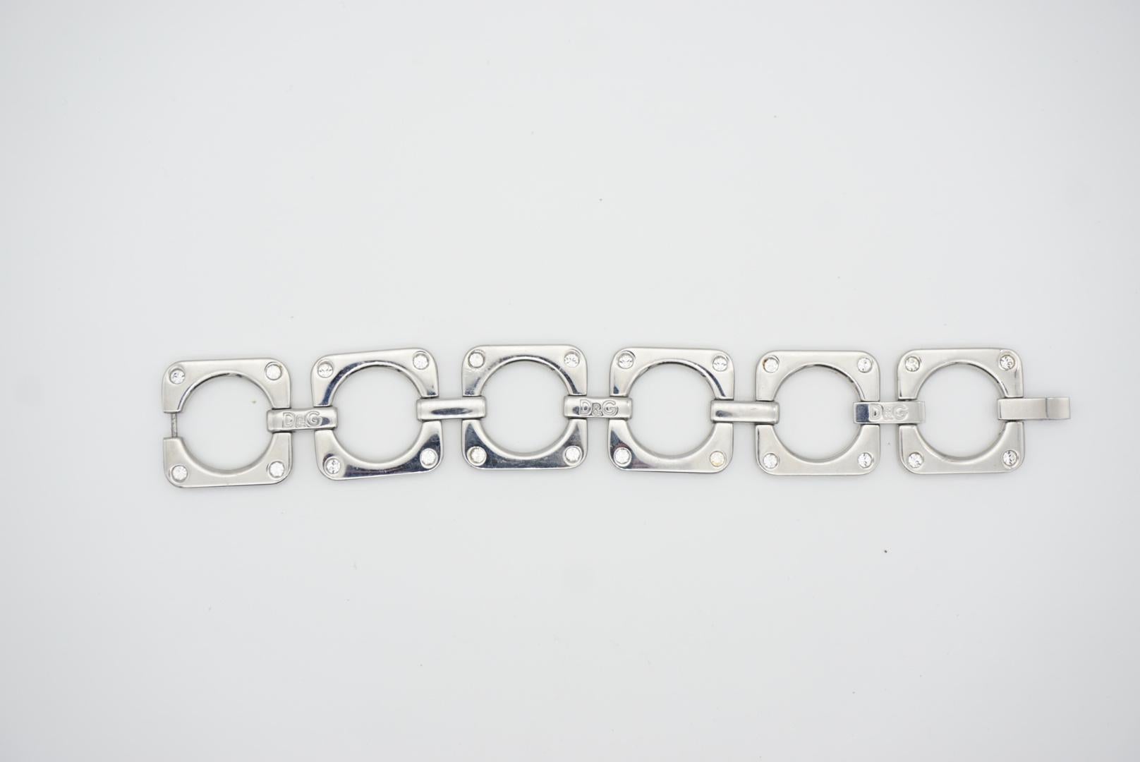 Dolce & Gabbana Vintage D&G Classic Statement Monogram Squares Crystal Bracelet 4