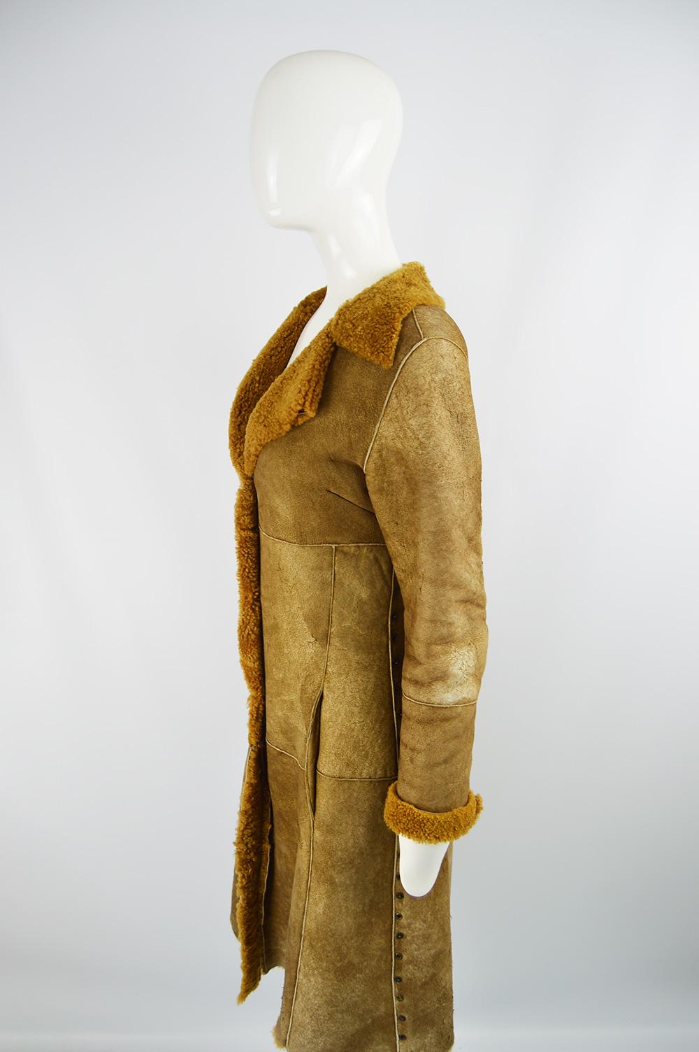 Brown Dolce & Gabbana Vintage D&G Distressed Sheepskin Shearling Coat