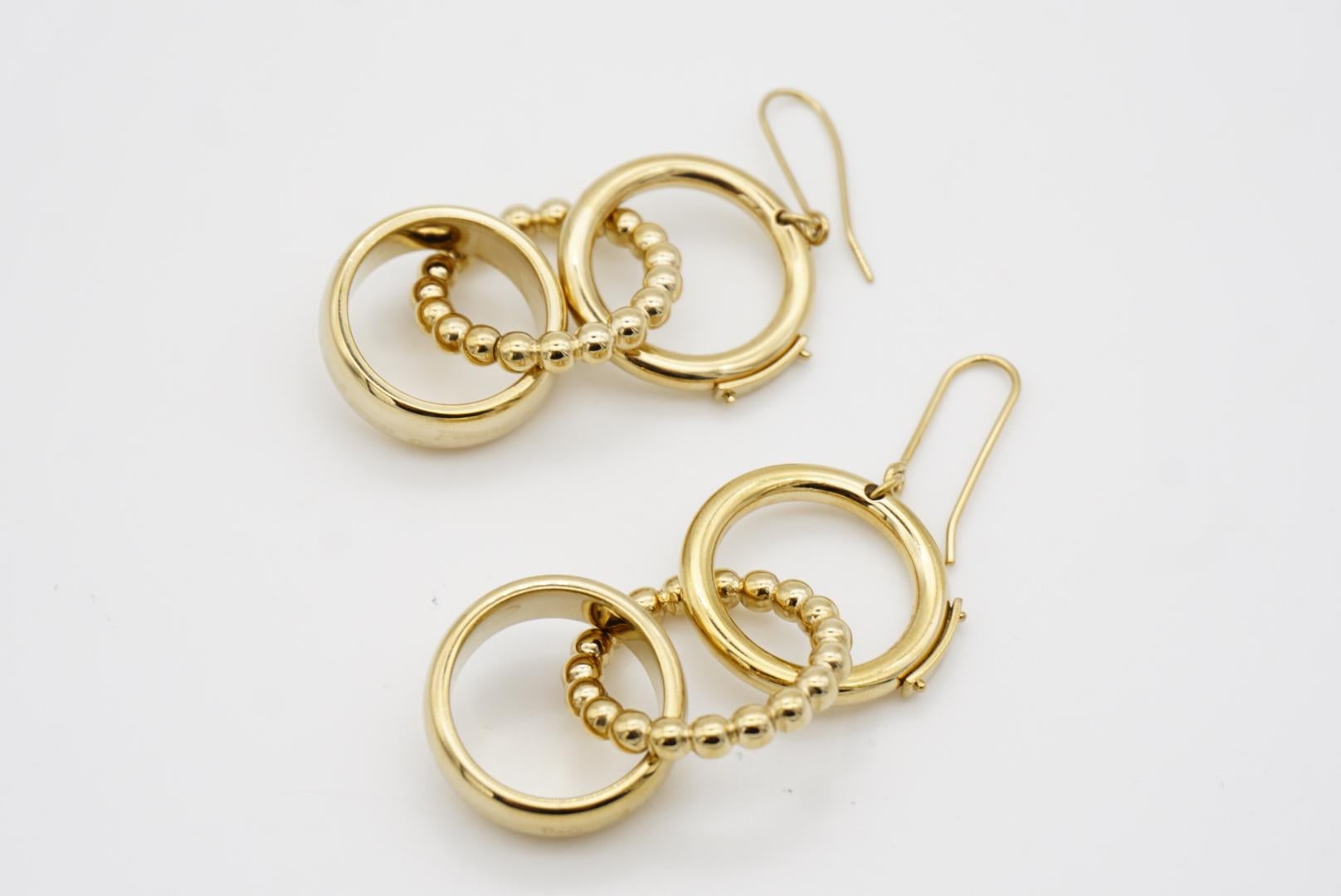 DOLCE & GABBANA Vintage D&G Glow Dots Trio Circle Drop Hoop Hook Gold Earrings For Sale 5