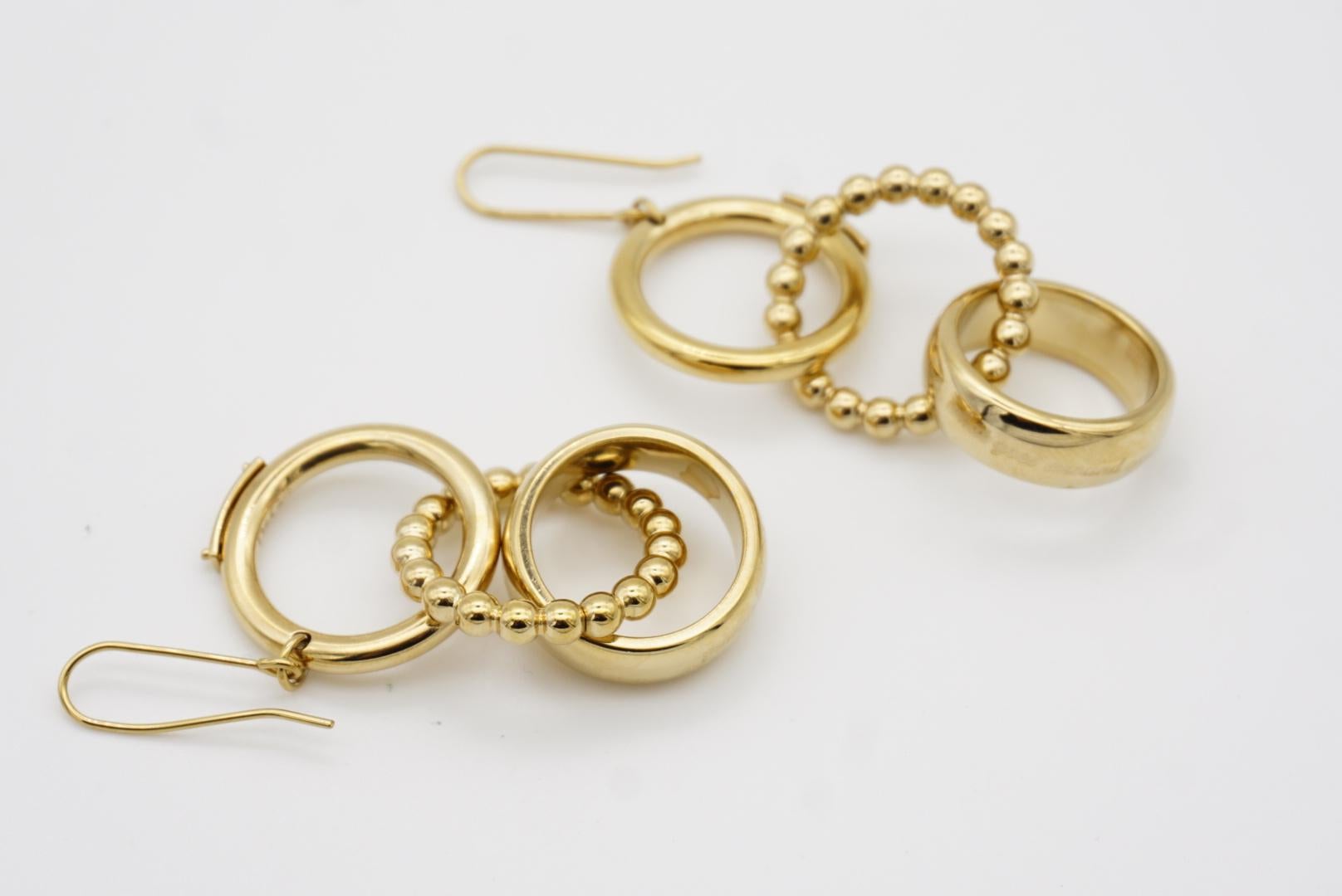 DOLCE & GABBANA Vintage D&G Glow Dots Trio Circle Drop Hoop Hook Gold Earrings For Sale 6