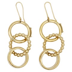 DOLCE & GABBANA Vintage D&G Glow Dots Trio Circle Drop Hoop Hook Gold Earrings
