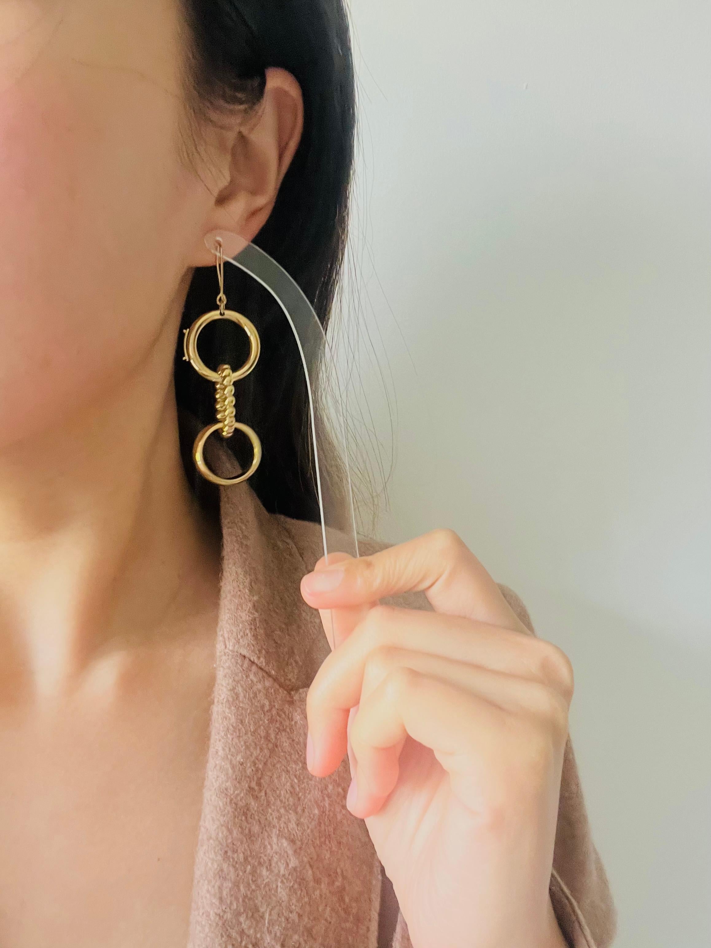 DOLCE & GABBANA Vintage D&G Glow Dots Trio Circle Drop Hoop Hook Gold Earrings For Sale 2