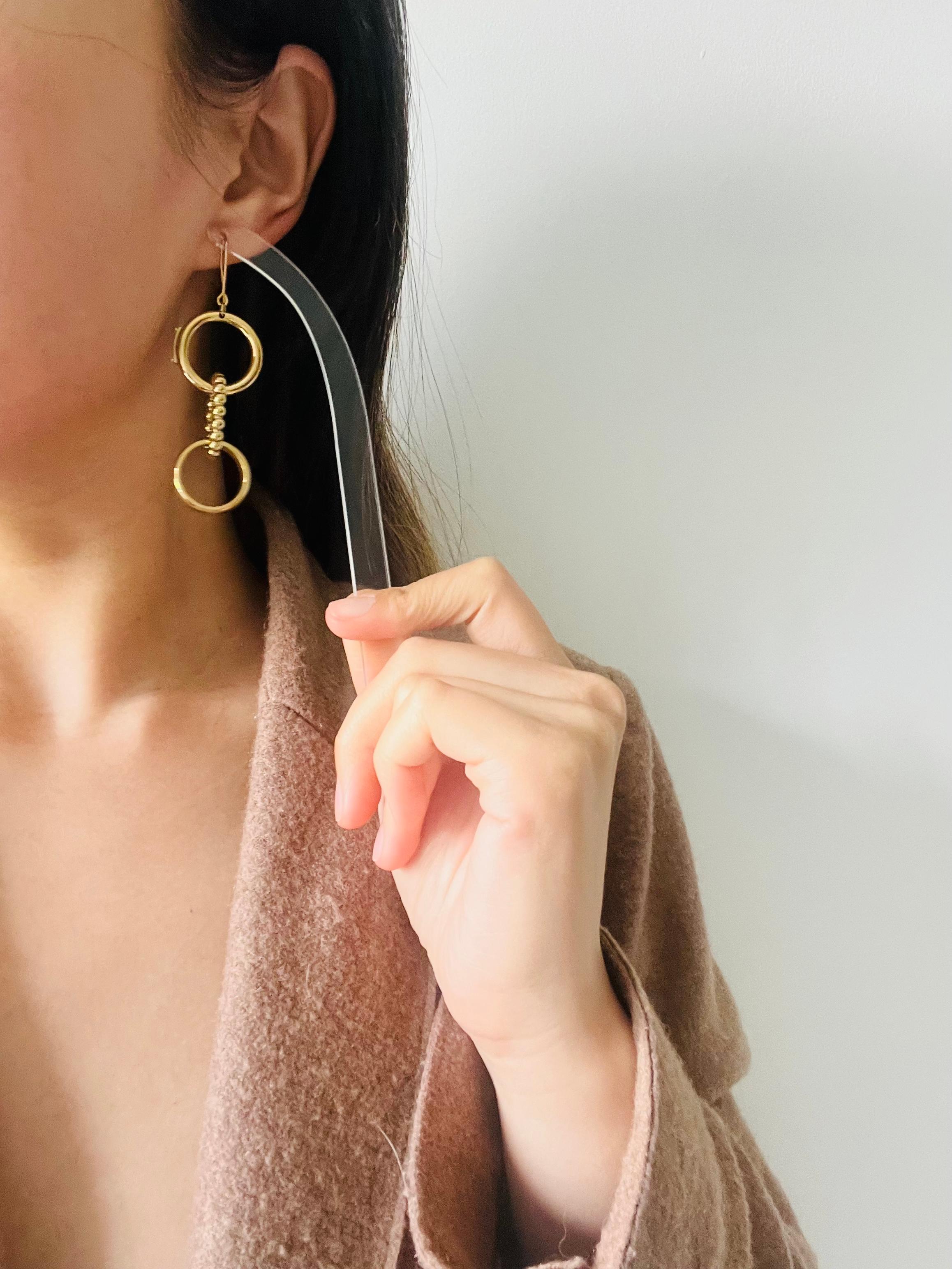 DOLCE & GABBANA Vintage D&G Glow Dots Trio Circle Drop Hoop Hook Gold Earrings For Sale 3