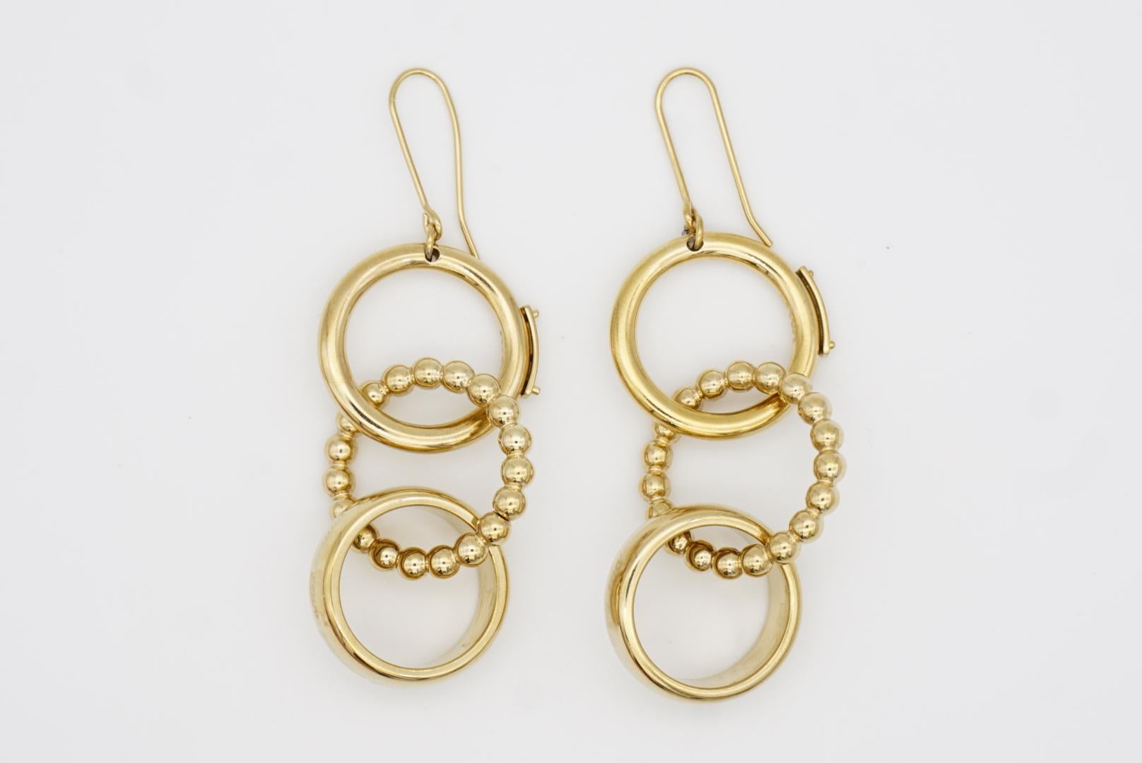 DOLCE & GABBANA Vintage D&G Glow Dots Trio Kreis Tropfen Creolen Hook Gold Ohrringe 3