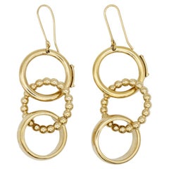 DOLCE & GABBANA Vintage D&G Glow Dots Trio Circle Drop Hoop Hook Gold Earrings