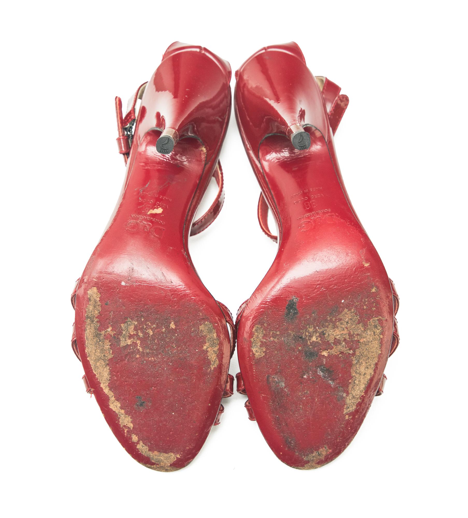 Dolce & Gabbana Vintage D&G Red Patent Cigarette Heels size 38 For Sale 3