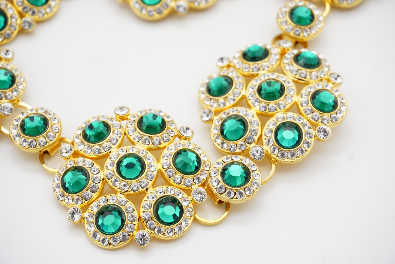 DOLCE & GABBANA Vintage Emerald Green Crystals Floral Interlock Belt Necklace For Sale 10