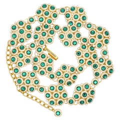 DOLCE & GABBANA Vintage Emerald Green Crystals Floral Interlock Belt Necklace