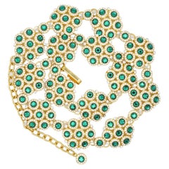 DOLCE & GABBANA Vintage Emerald Green Crystals Floral Interlock Belt Necklace