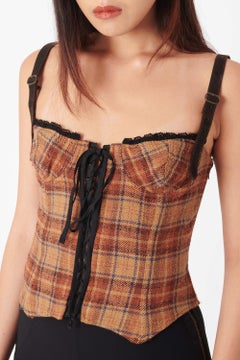 Dolce & Gabbana Vintage F/W 2002 Runway Brown Tartan Corset