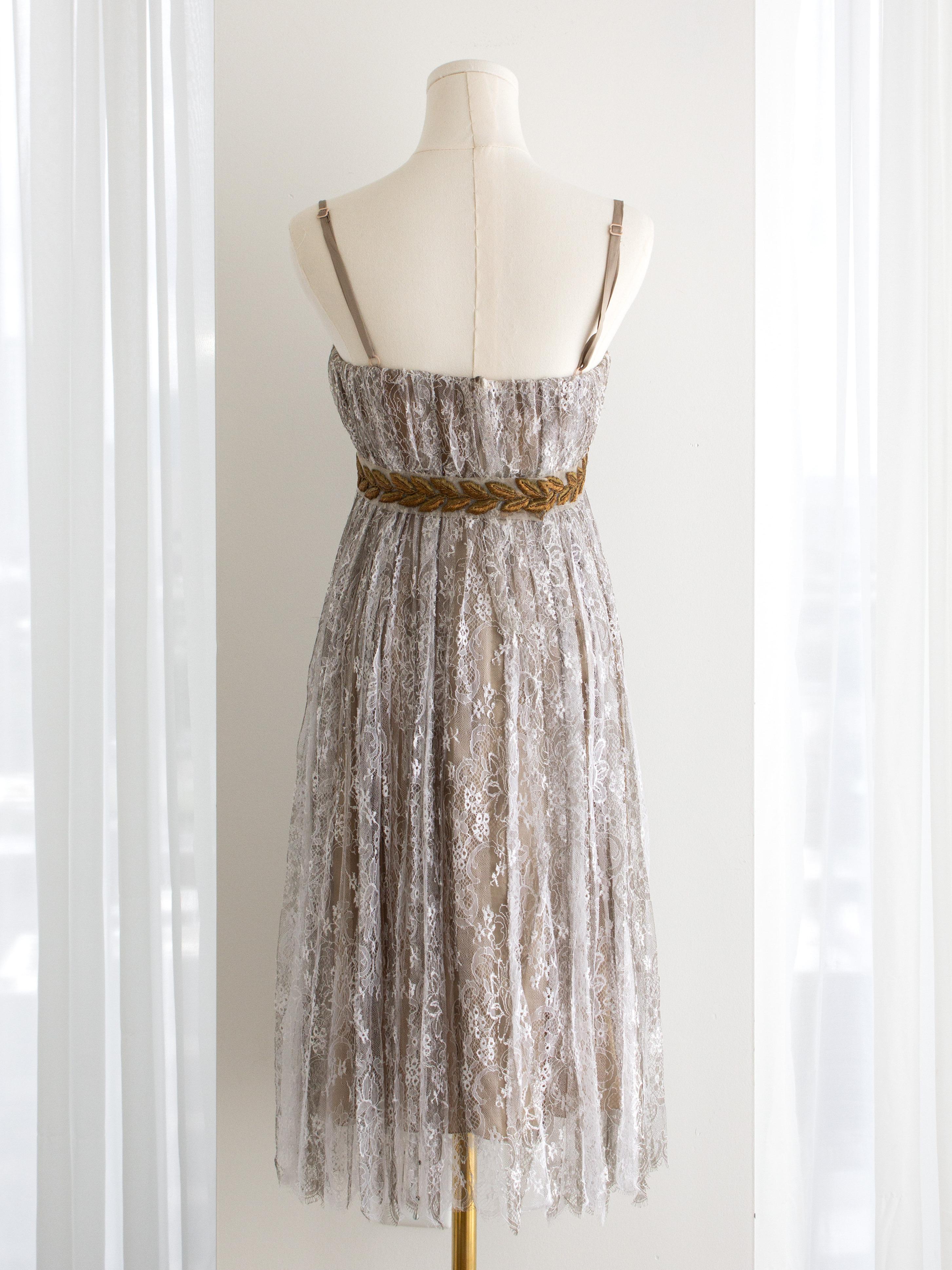 Dolce & Gabbana Vintage F&F Vintage 2006 Robe en dentelle gris napoléonien or Laurel Pour femmes en vente