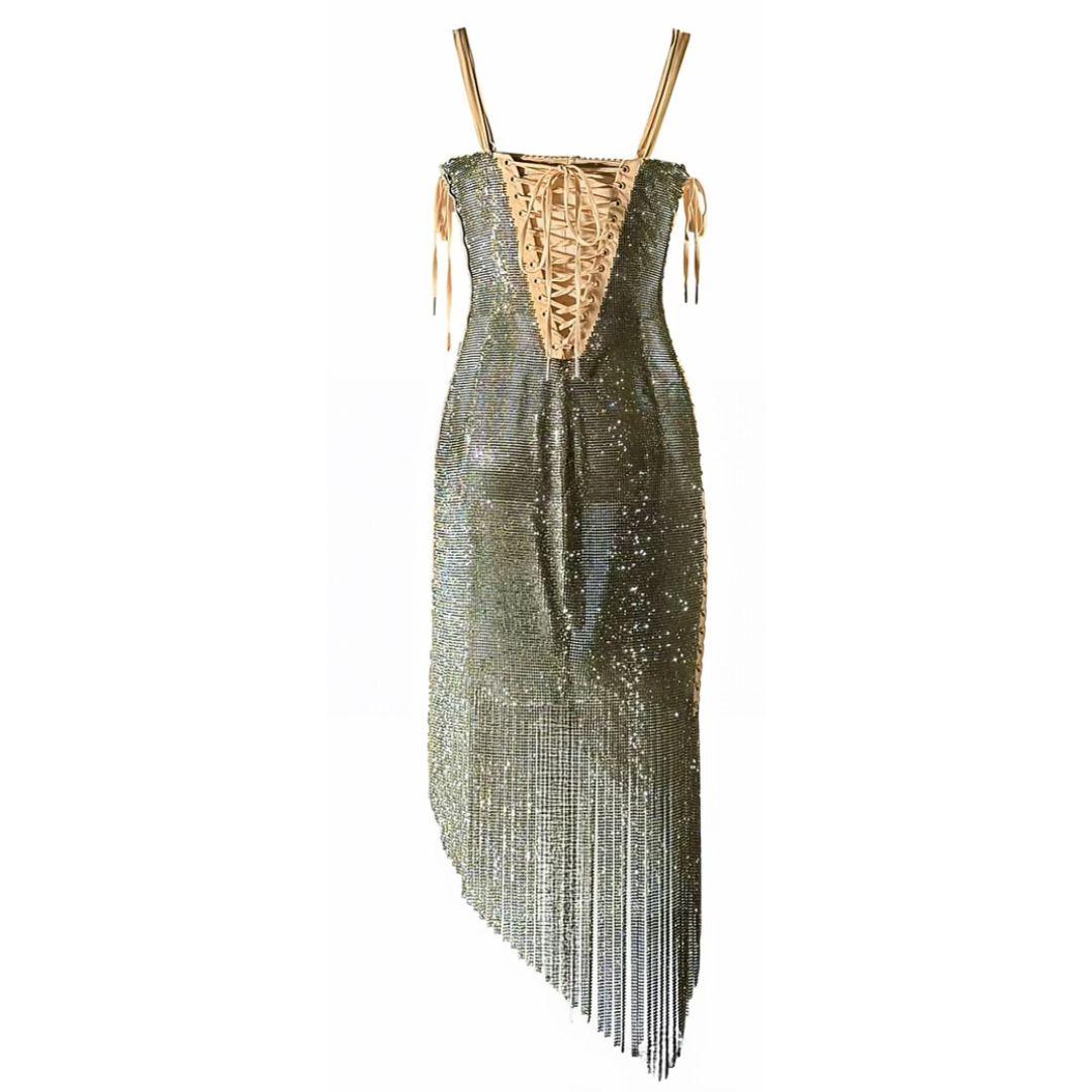 Women's Dolce & Gabbana Vintage Fall/Winter 2003 Swarovski Crystal Evening Dress Sz 40IT