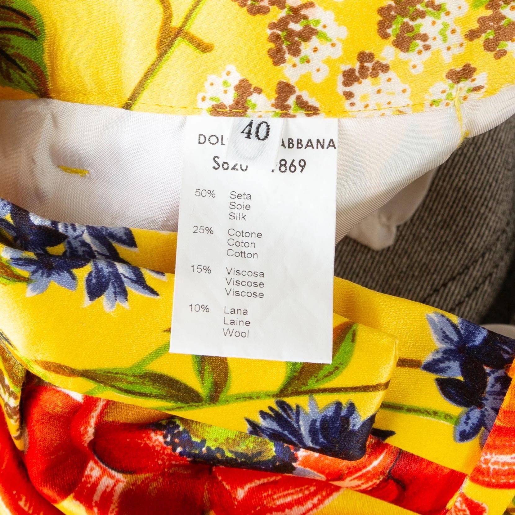 Dolce & Gabbana Pantalon droit vintage à imprimé floral, automne 1999 en vente 5