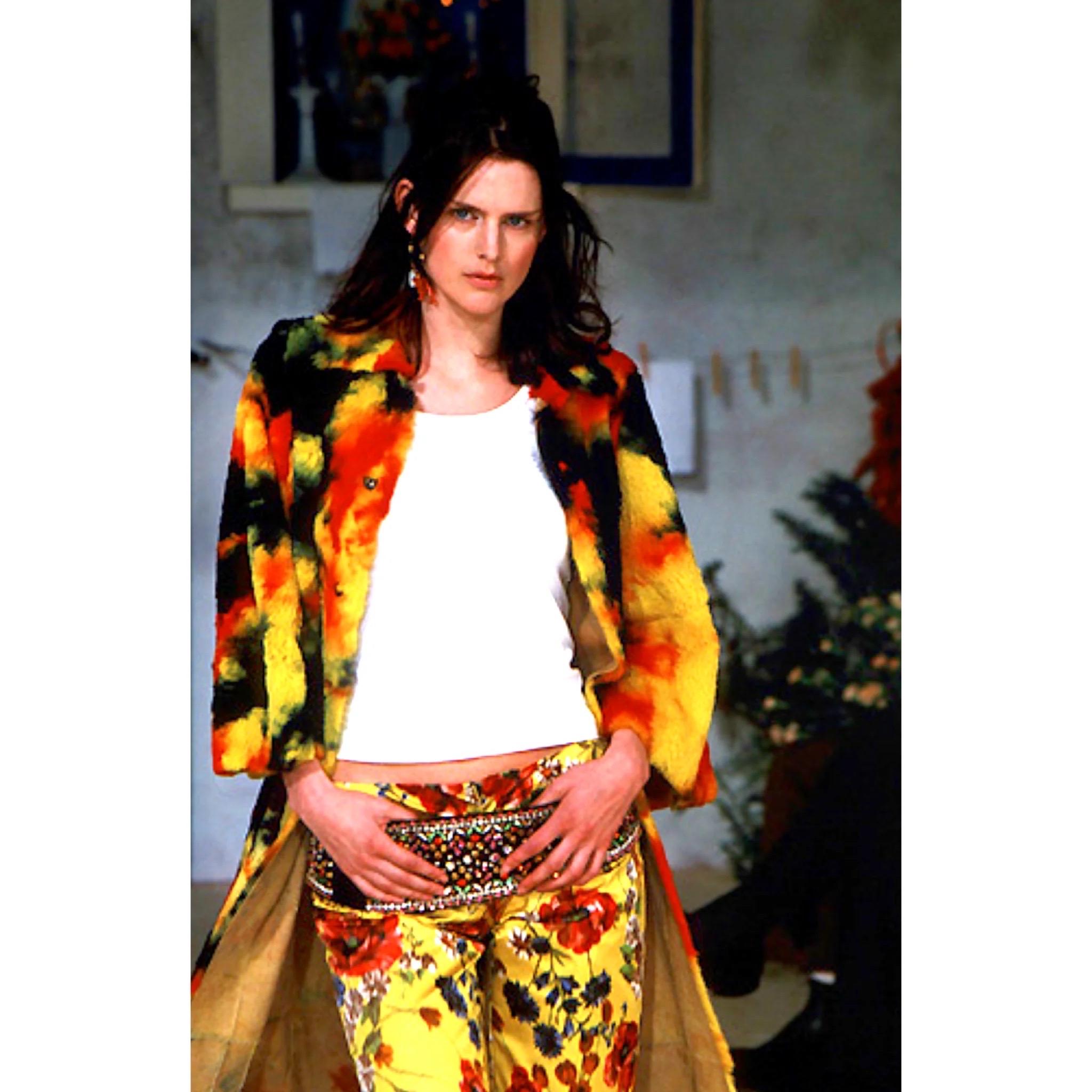 Orange Dolce & Gabbana Pantalon droit vintage à imprimé floral, automne 1999 en vente