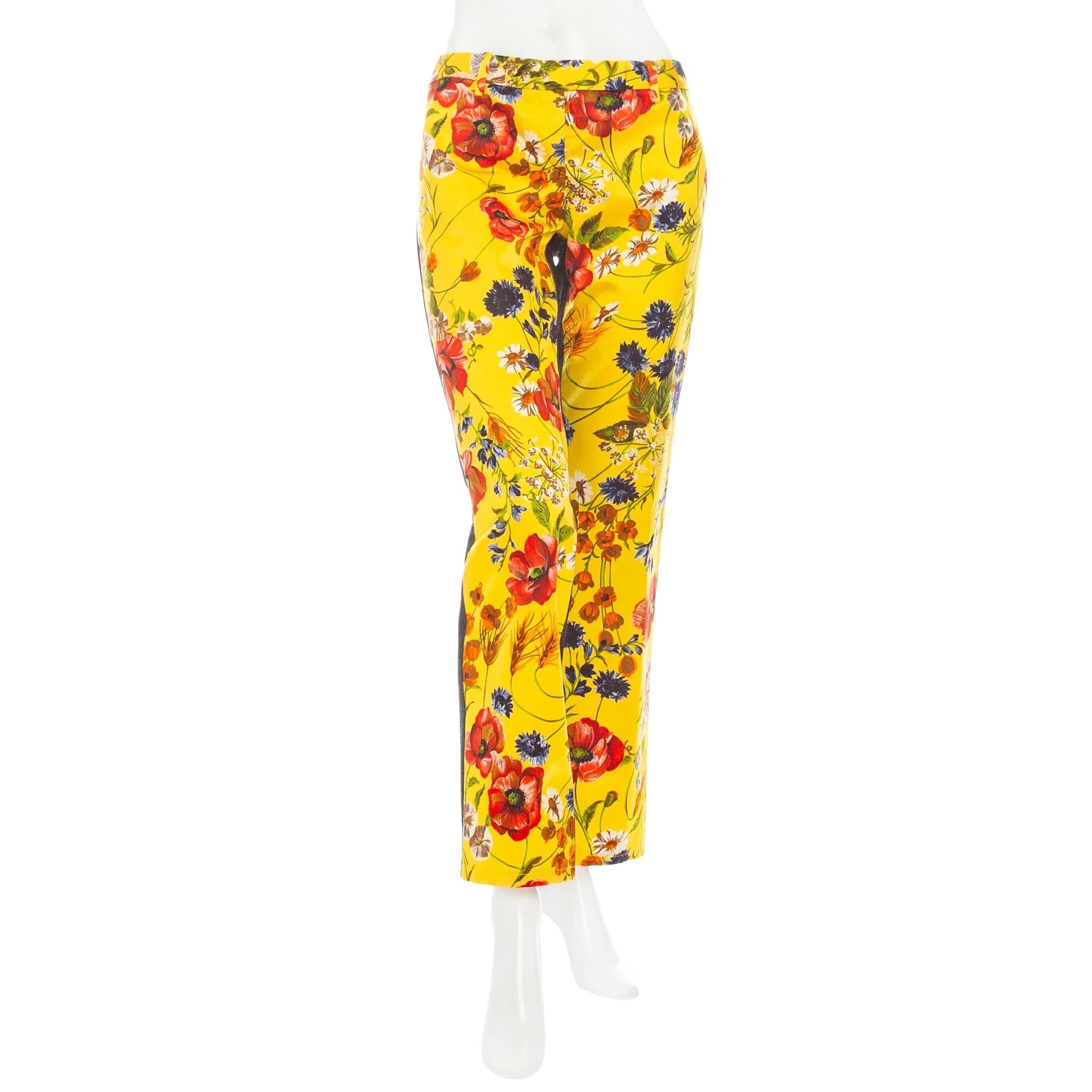 Dolce & Gabbana Pantalon droit vintage à imprimé floral, automne 1999 Neuf - En vente à Woodland Hills, CA