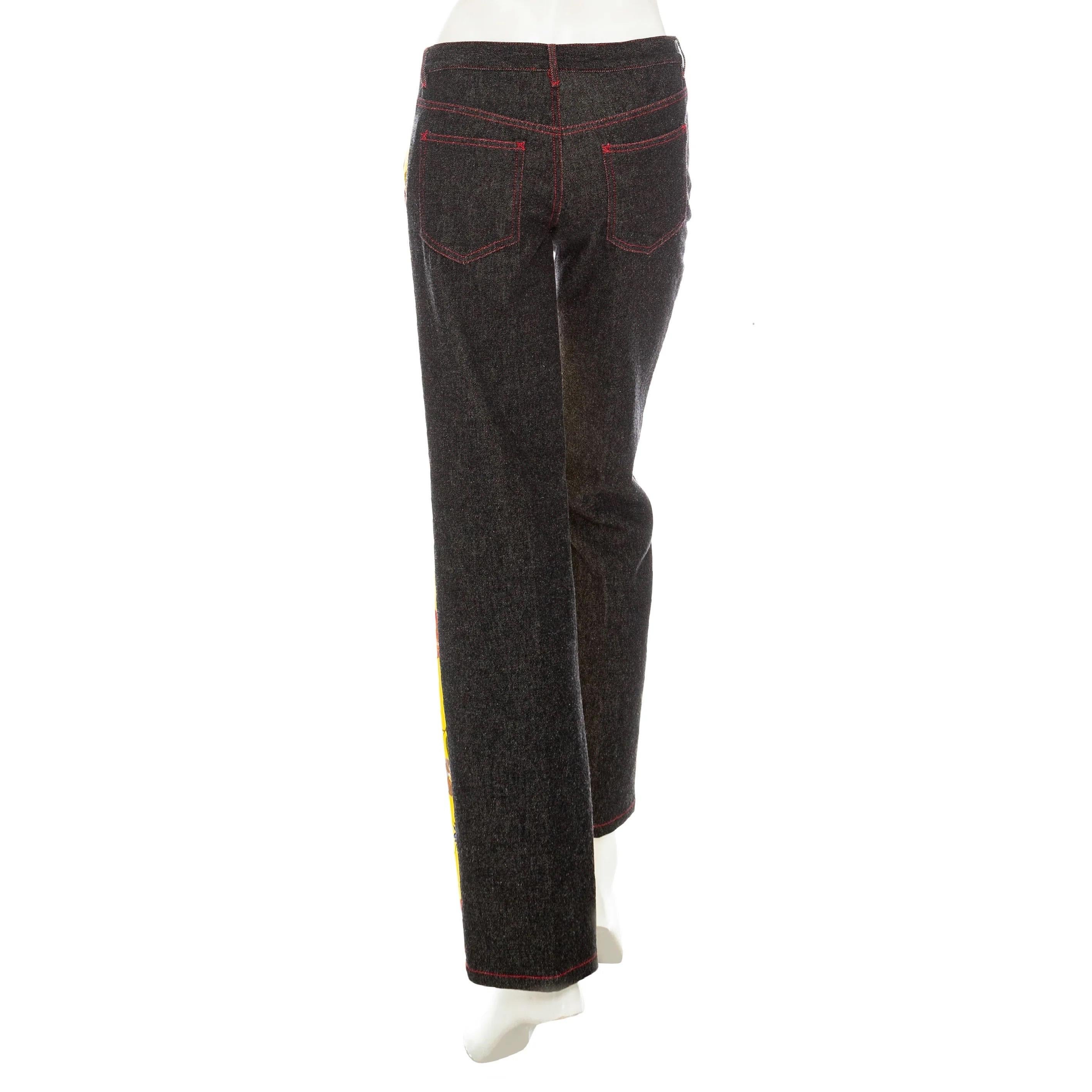 Dolce & Gabbana Pantalon droit vintage à imprimé floral, automne 1999 Pour femmes en vente
