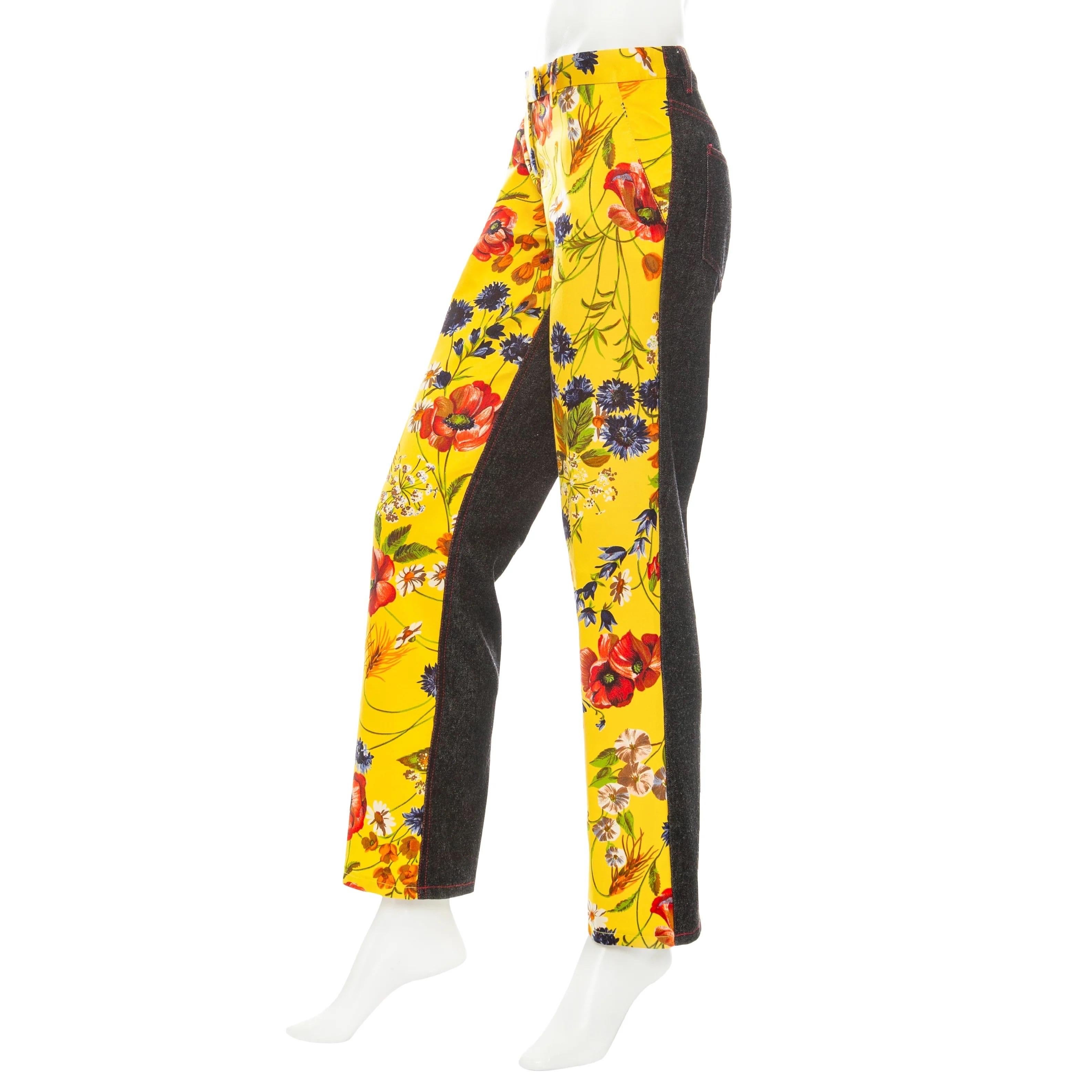 Dolce & Gabbana Pantalon droit vintage à imprimé floral, automne 1999 en vente 1
