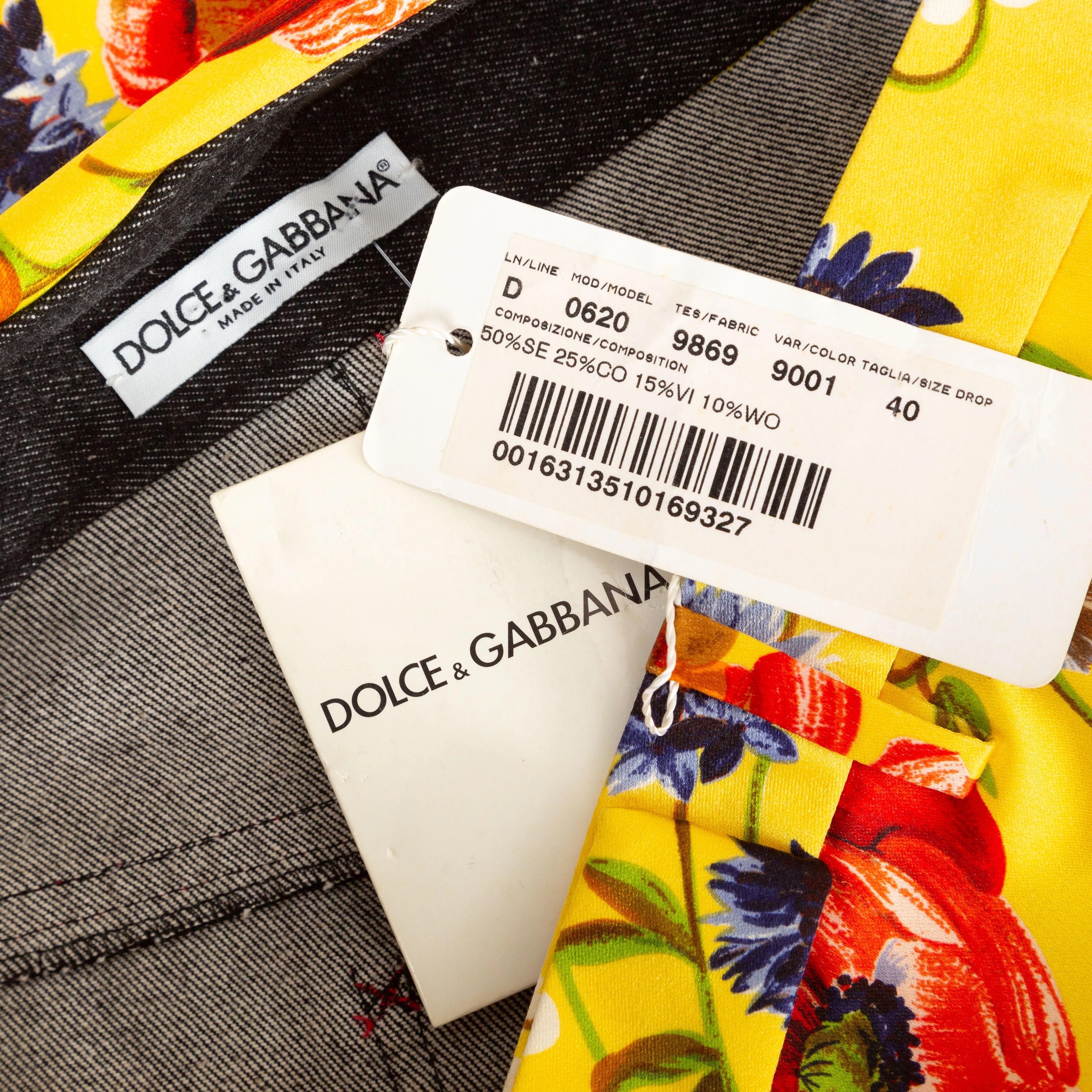 Dolce & Gabbana Pantalon droit vintage à imprimé floral, automne 1999 en vente 4