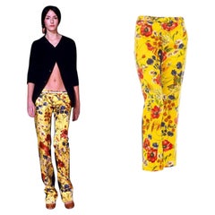 Dolce & Gabbana Vintage Fall1999 Floral-Print Denim Straight Leg Pants