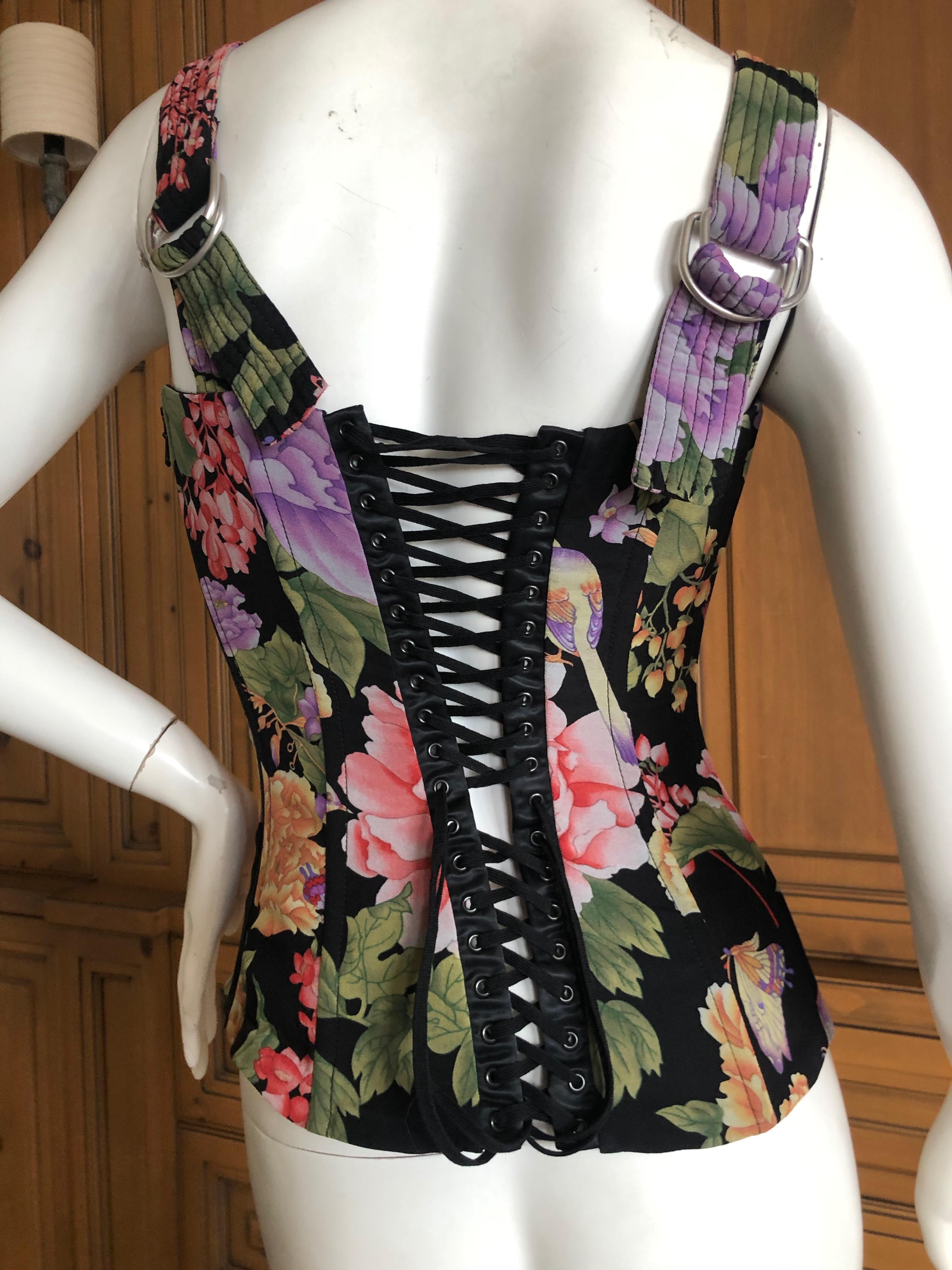 Dolce & Gabbana Vintage Floral Pattern Corset with Corset Laced Back In New Condition In Cloverdale, CA