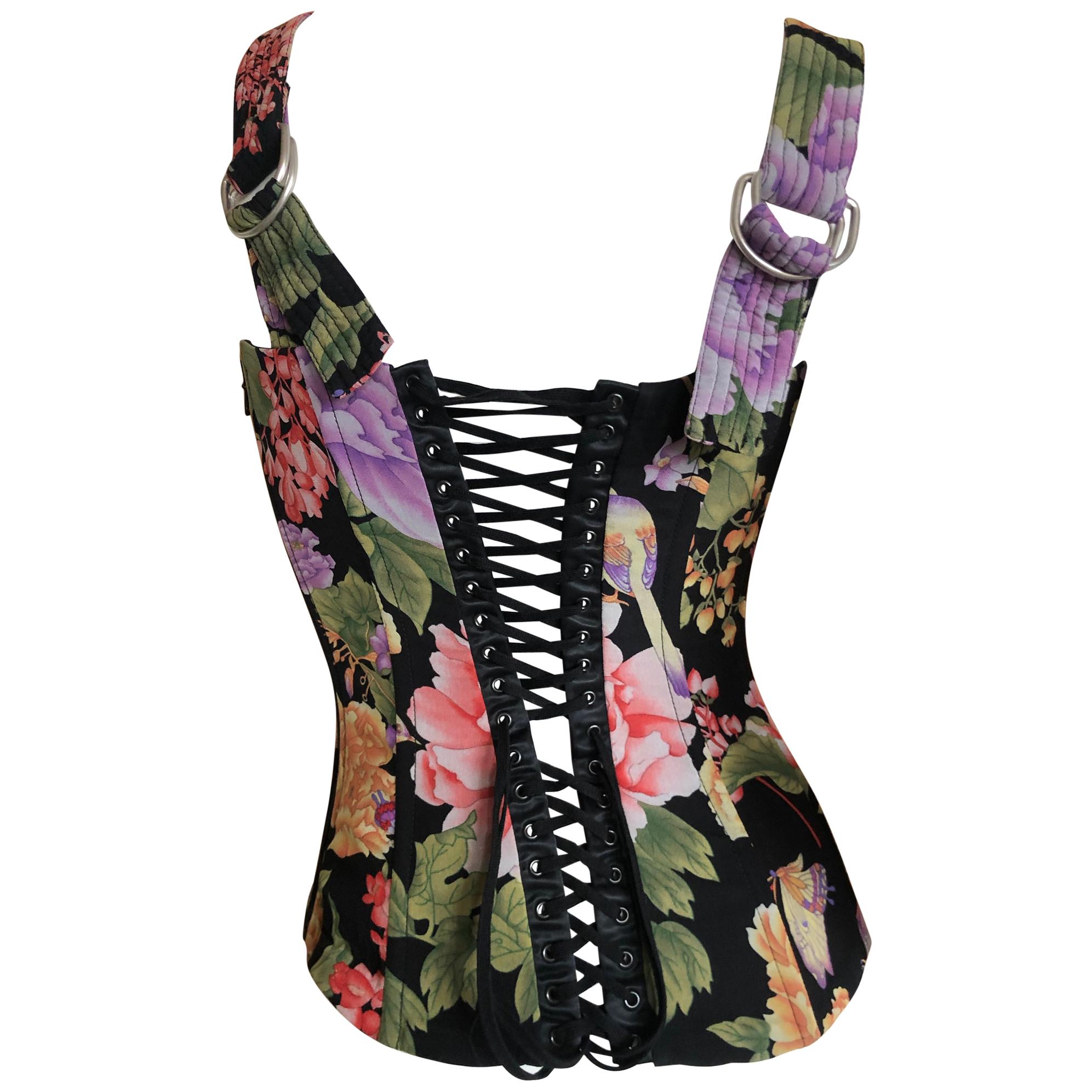 Dolce & Gabbana Vintage Floral Pattern Corset with Corset Laced Back