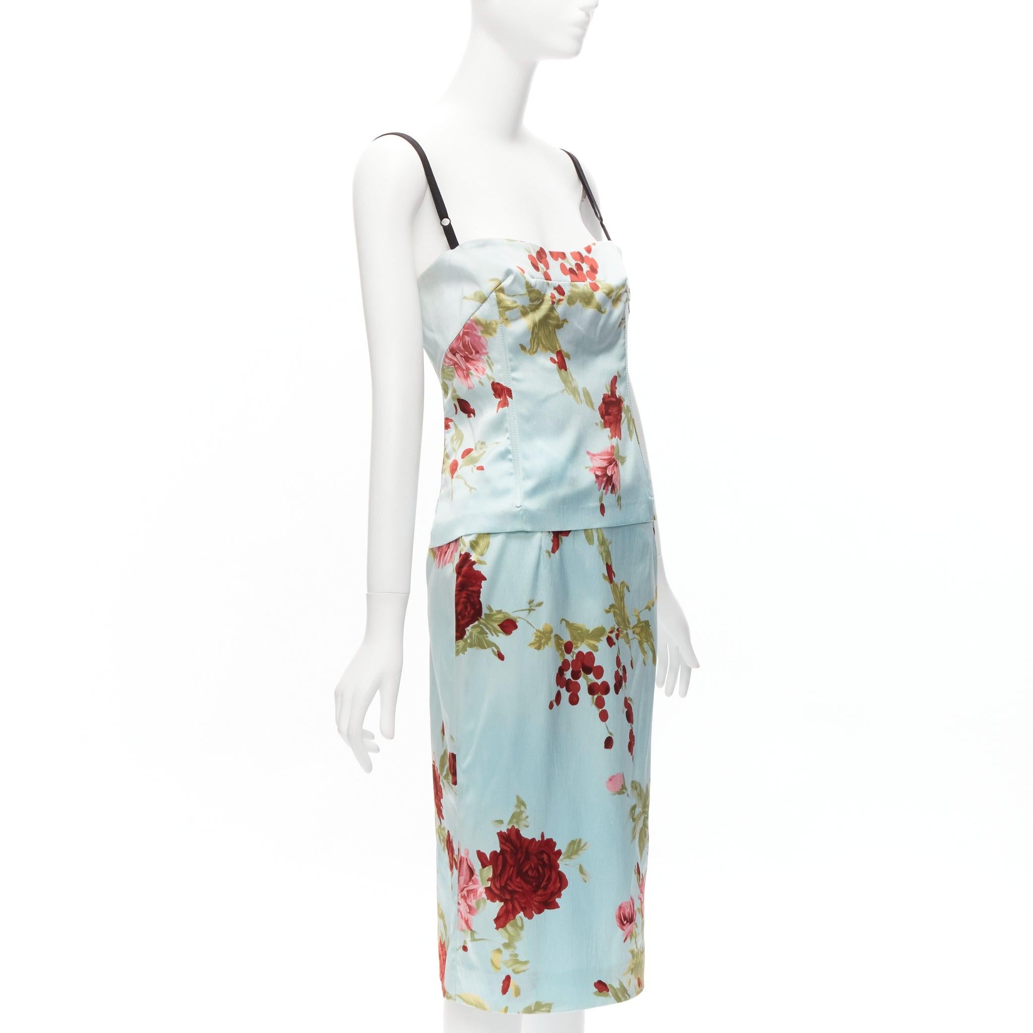 DOLCE GABBANA Vintage floral silk camisole top skirt set IT44 L Carrie Bradshaw In Excellent Condition For Sale In Hong Kong, NT