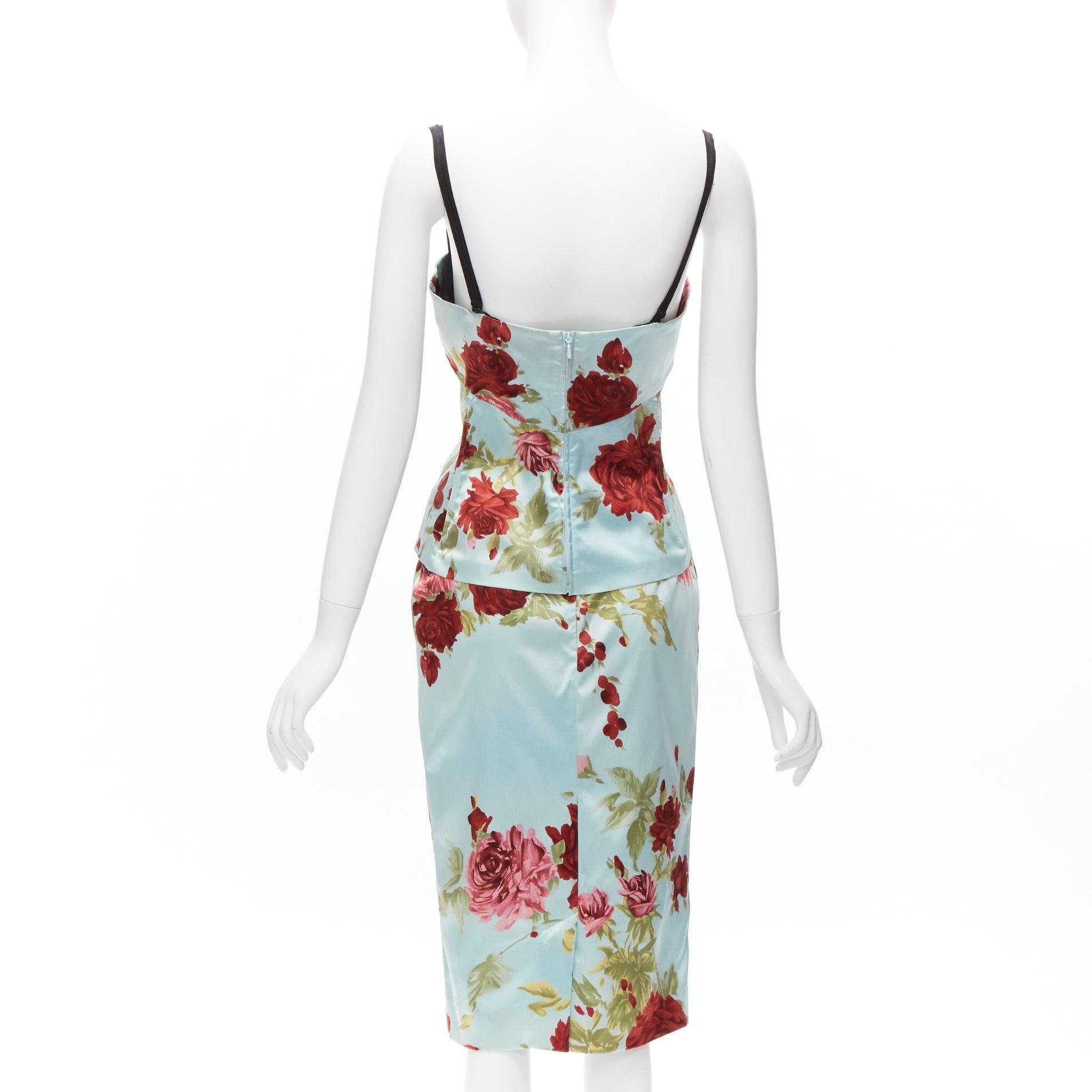 DOLCE GABBANA Vintage floral silk camisole top skirt set IT44 L Carrie Bradshaw For Sale 1