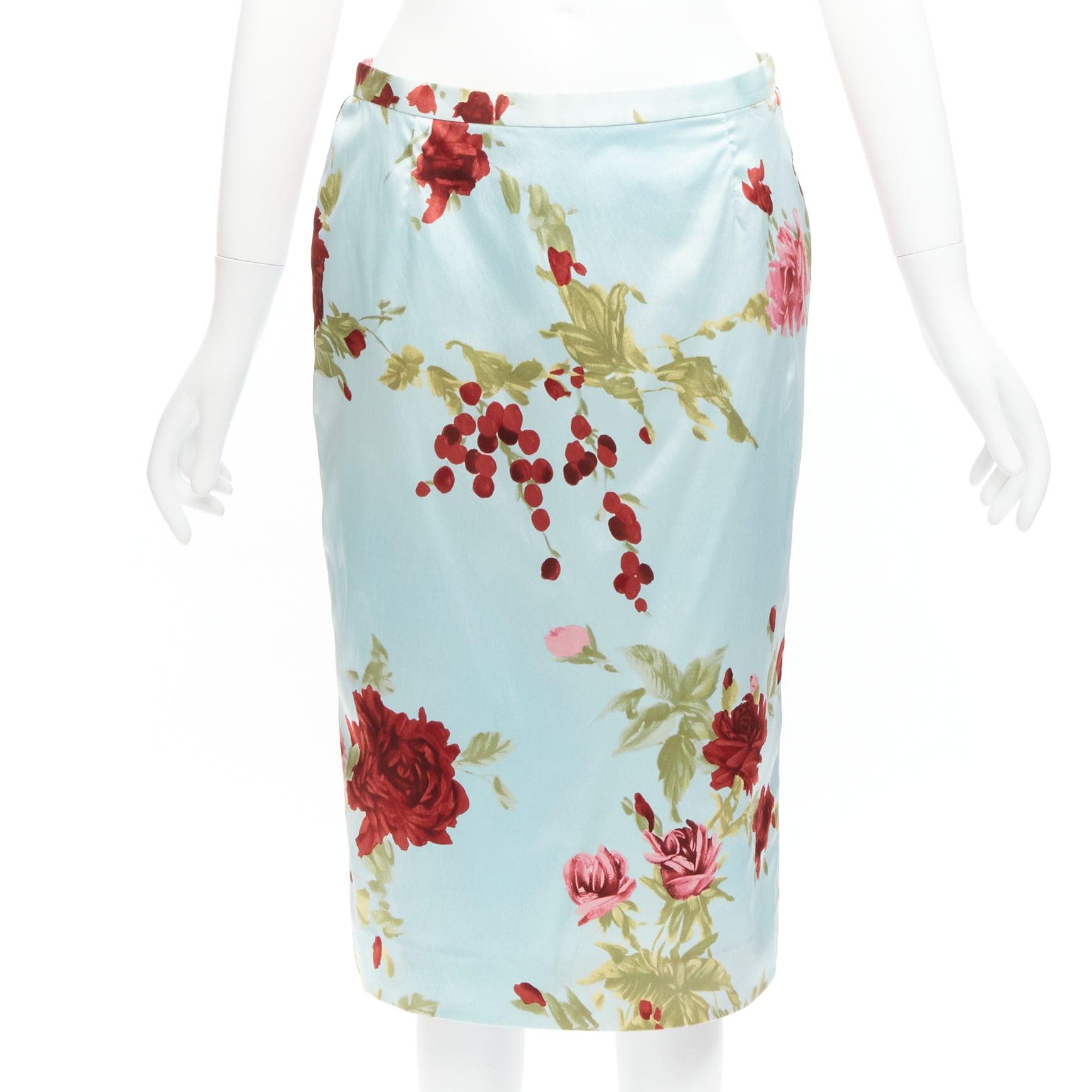 DOLCE GABBANA Vintage floral silk camisole top skirt set IT44 L Carrie Bradshaw For Sale 3