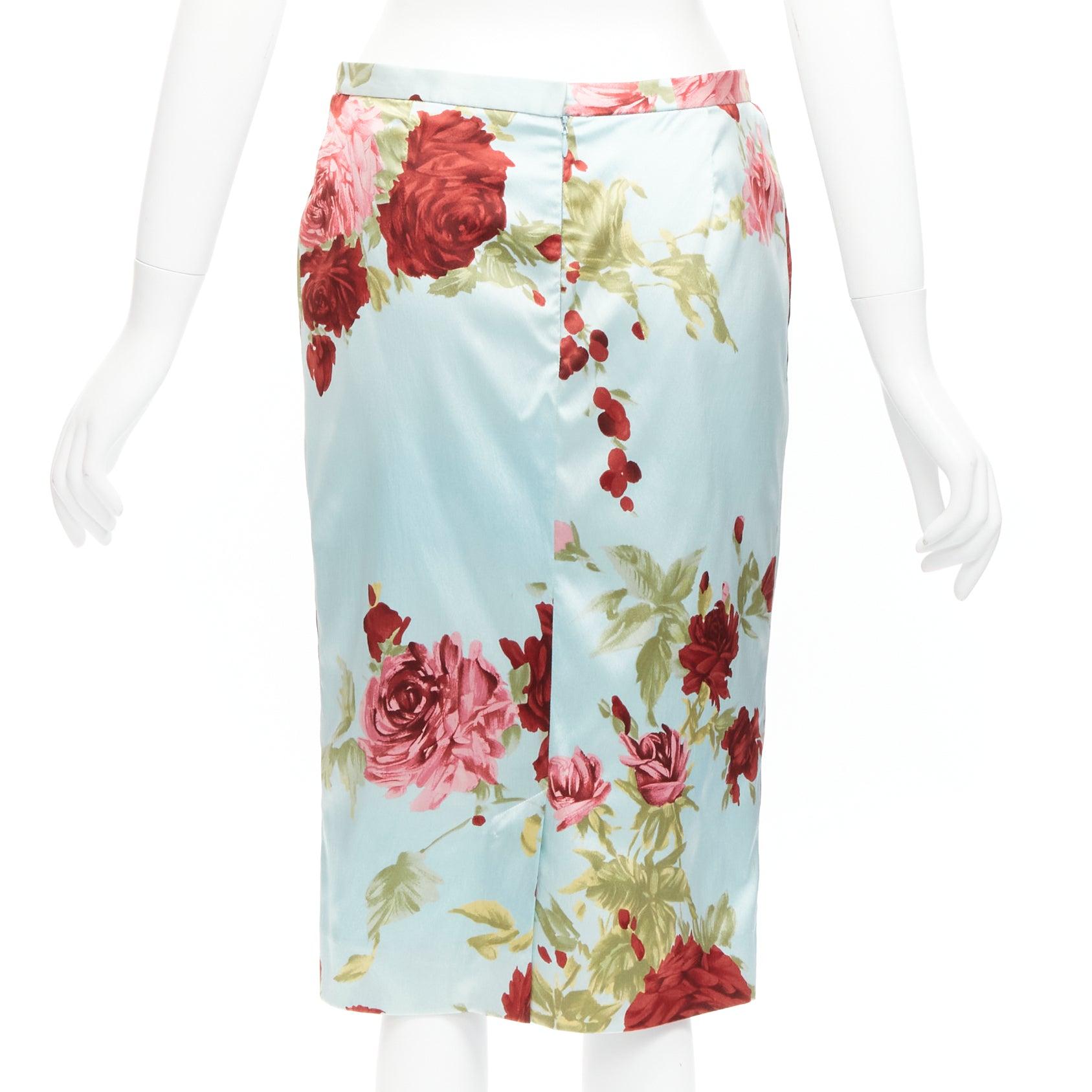 DOLCE GABBANA Vintage floral silk camisole top skirt set IT44 L Carrie Bradshaw For Sale 4