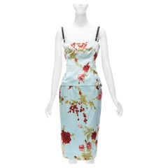 DOLCE GABBANA Retro floral silk camisole top skirt set IT44 L Carrie Bradshaw