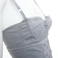 DOLCE GABBANA Vintage grigio con fiocco in pizzo, top bustier disossato IT38 XS