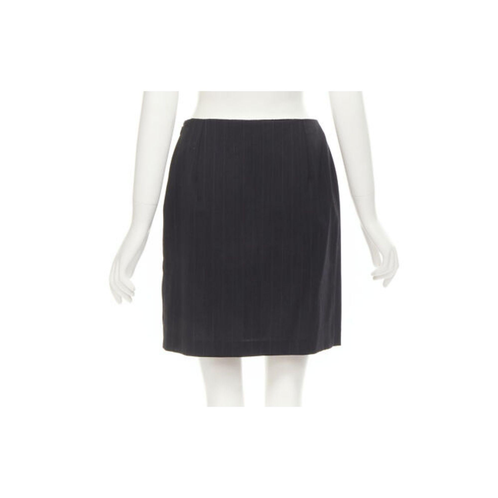 DOLCE GABBANA Vintage grey pinstripe wool blend blazer skirt set IT42 M For Sale 5
