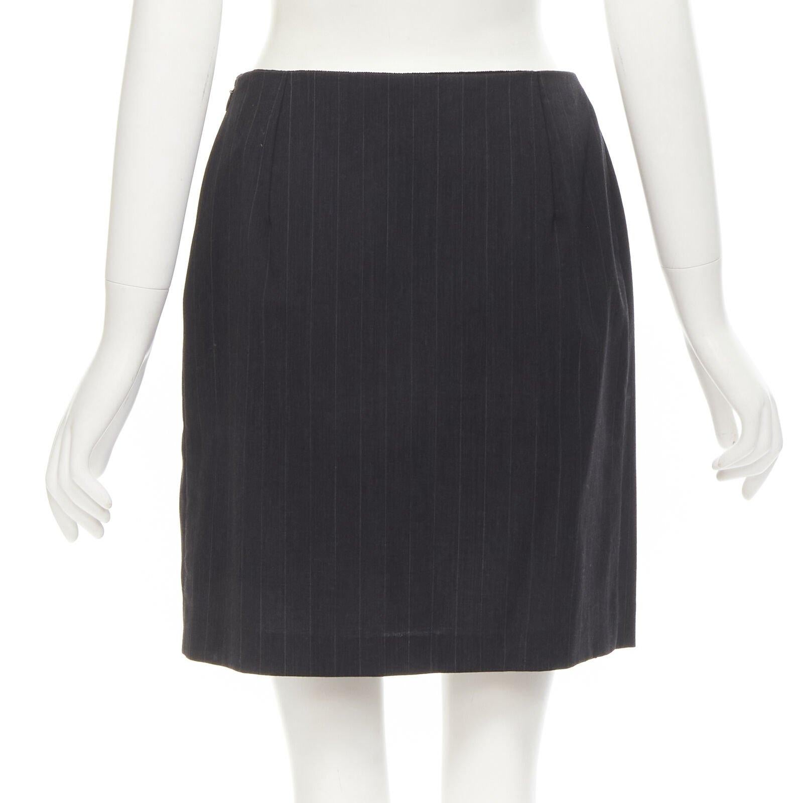 DOLCE GABBANA Vintage grey pinstripe wool blend blazer skirt set IT42 M For Sale 5