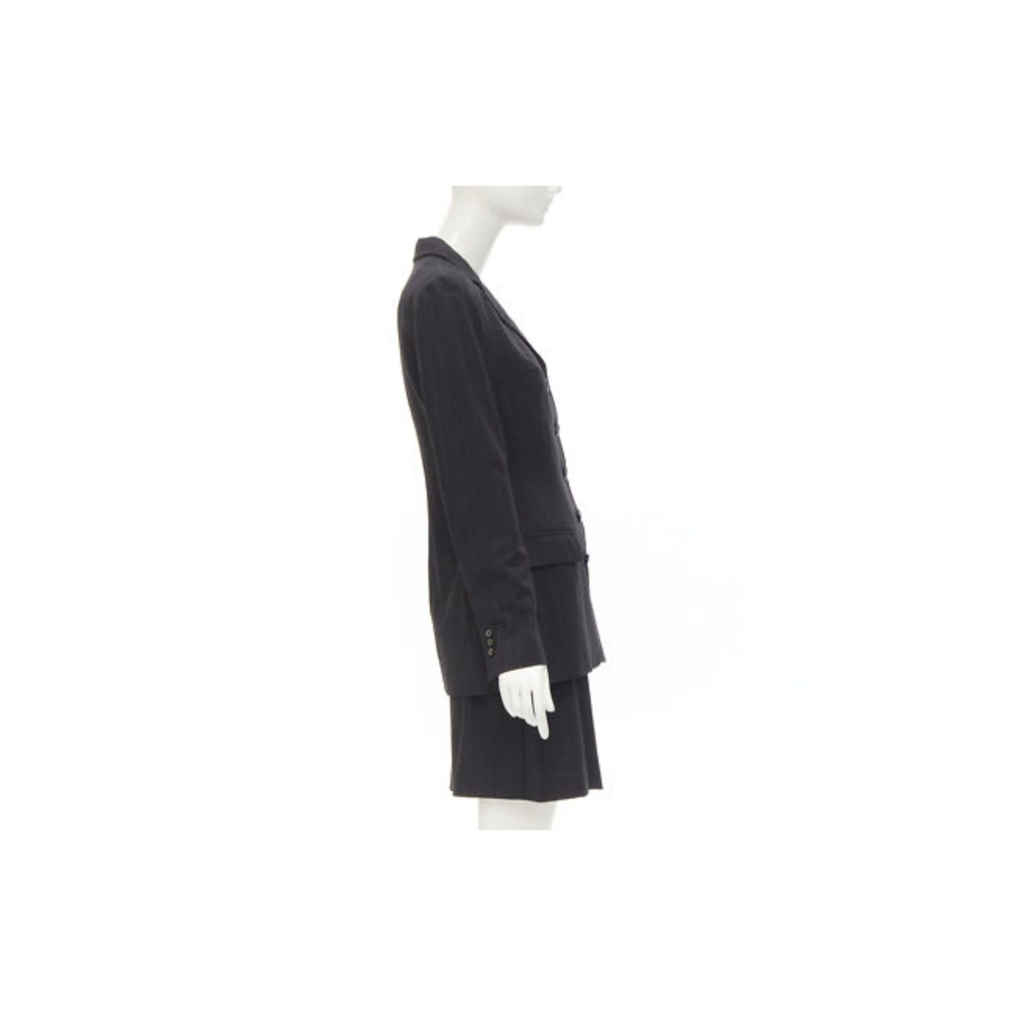 DOLCE GABBANA Vintage grey pinstripe wool blend blazer skirt set IT42 M In Fair Condition For Sale In Hong Kong, NT