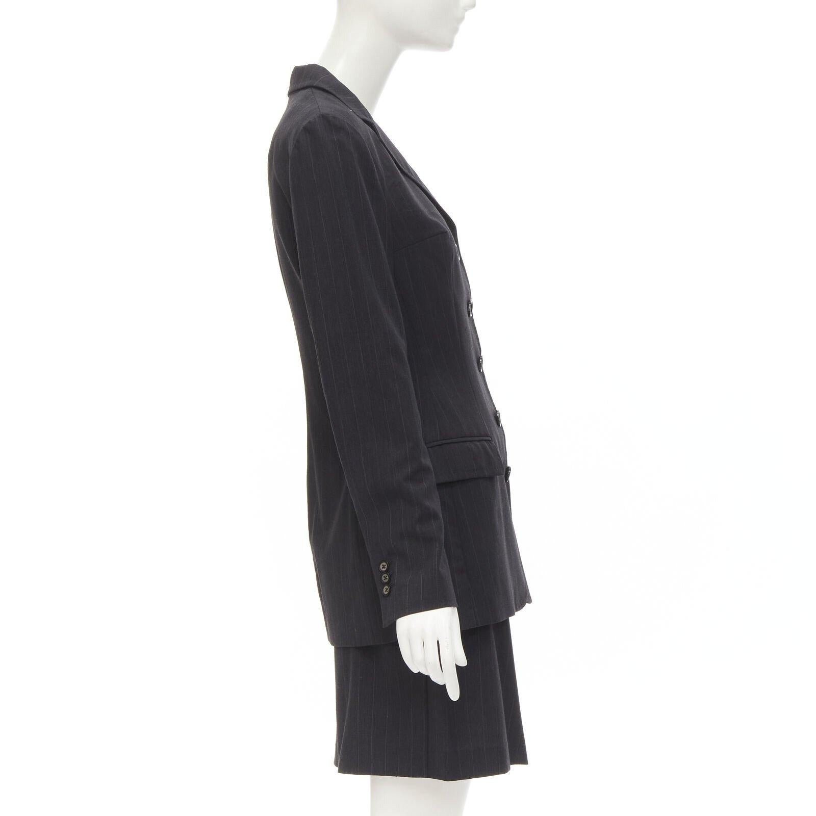 DOLCE GABBANA Vintage grey pinstripe wool blend blazer skirt set IT42 M In Fair Condition For Sale In Hong Kong, NT