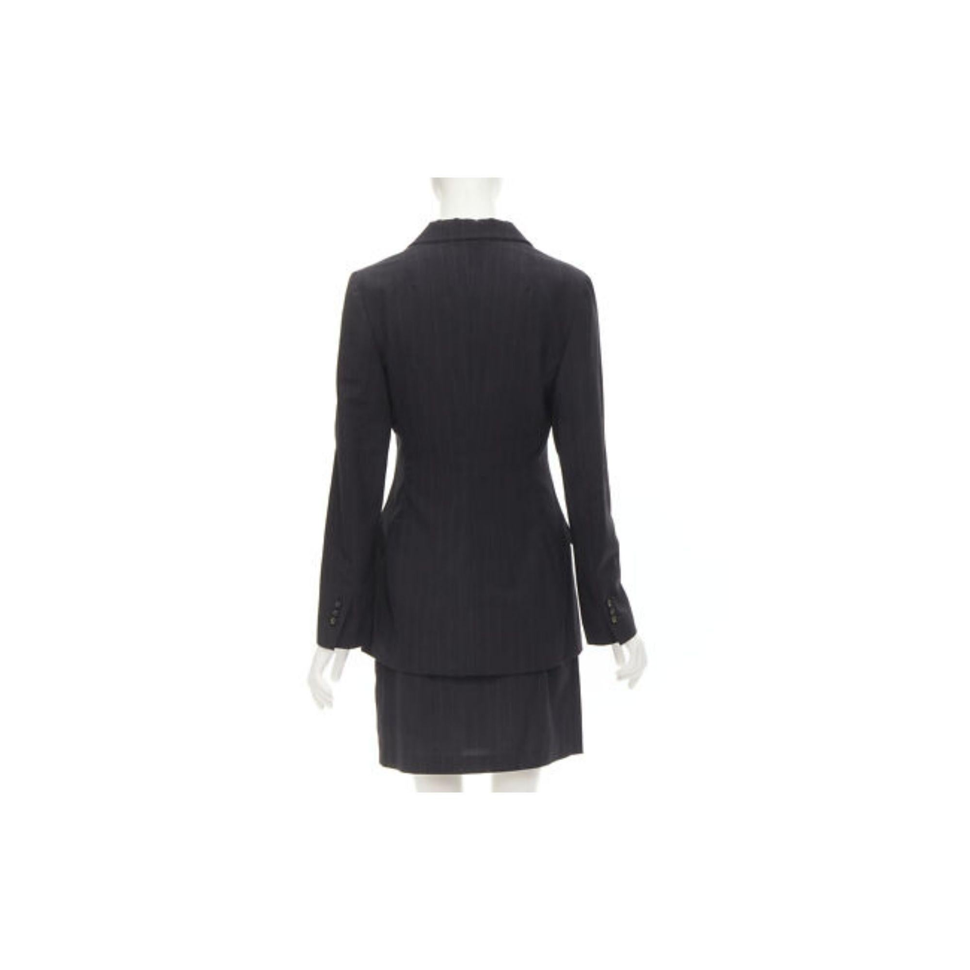 Women's DOLCE GABBANA Vintage grey pinstripe wool blend blazer skirt set IT42 M For Sale