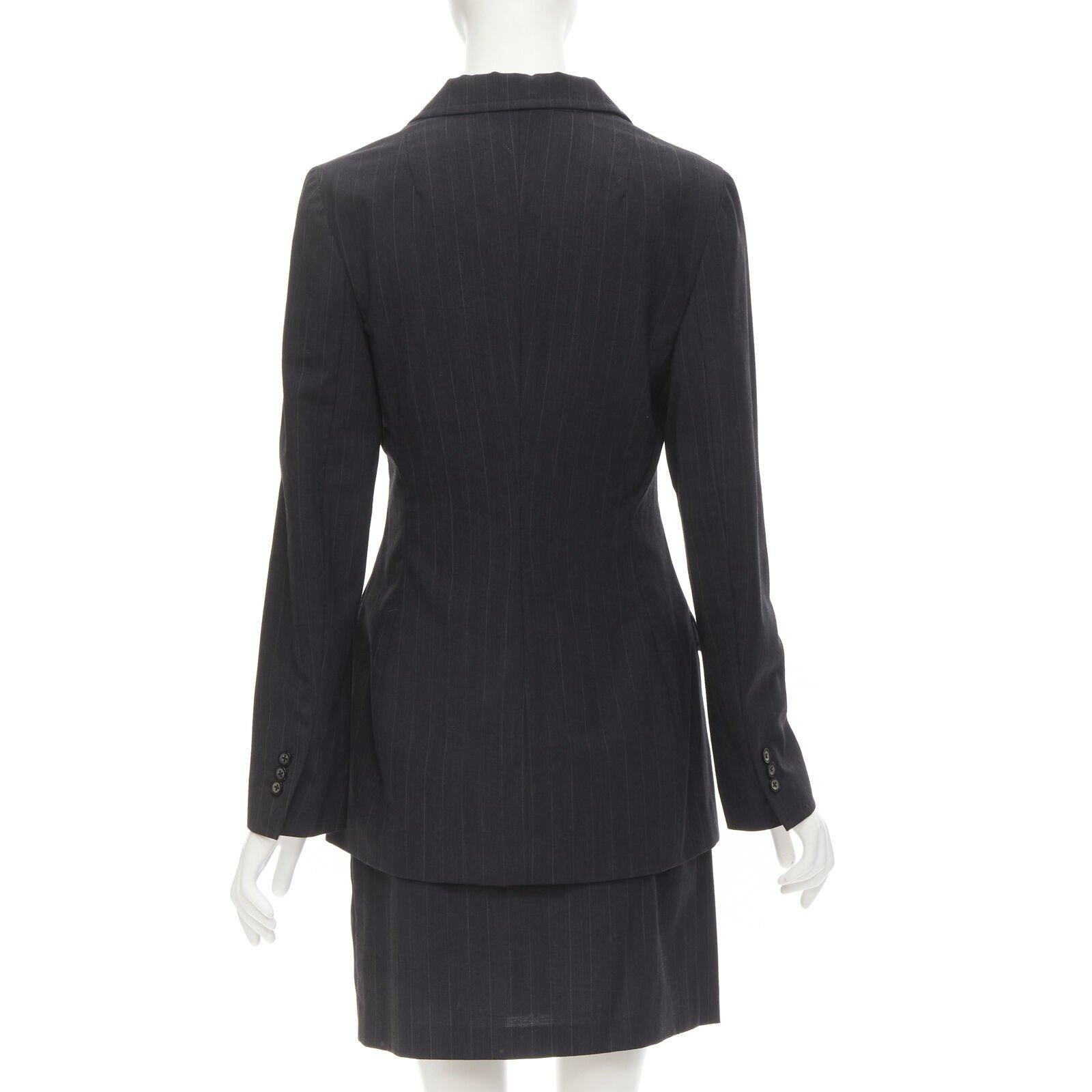 Women's DOLCE GABBANA Vintage grey pinstripe wool blend blazer skirt set IT42 M For Sale