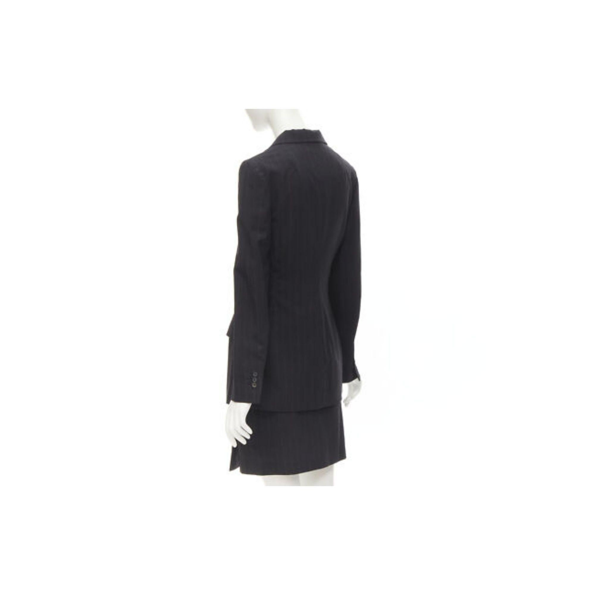 DOLCE GABBANA Vintage grey pinstripe wool blend blazer skirt set IT42 M For Sale 1