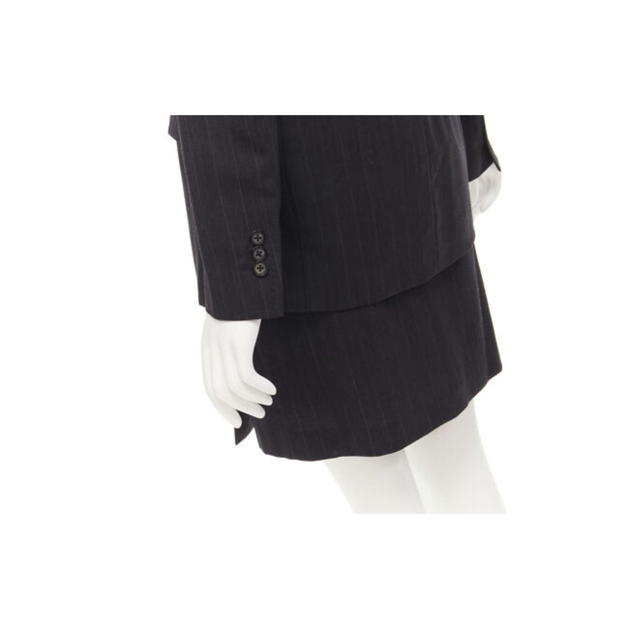 DOLCE GABBANA Vintage grey pinstripe wool blend blazer skirt set IT42 M For Sale 2
