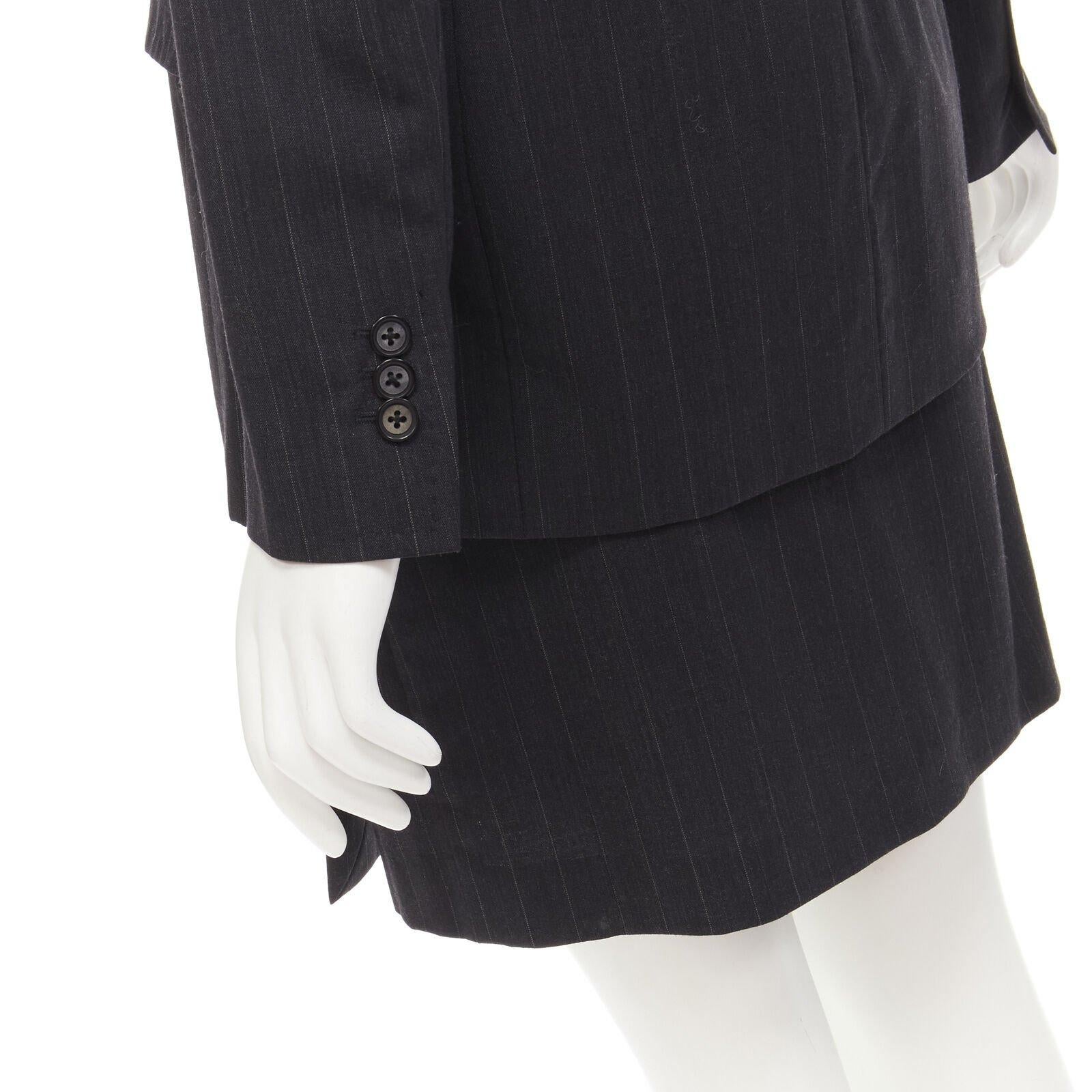 DOLCE GABBANA Vintage grey pinstripe wool blend blazer skirt set IT42 M For Sale 2
