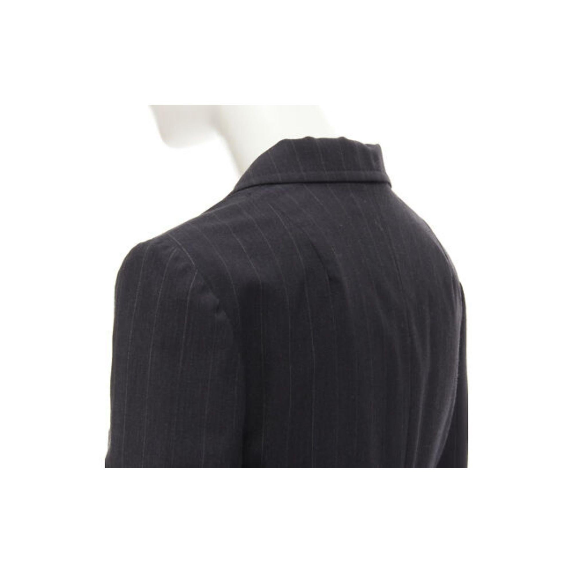 DOLCE GABBANA Vintage grey pinstripe wool blend blazer skirt set IT42 M For Sale 3