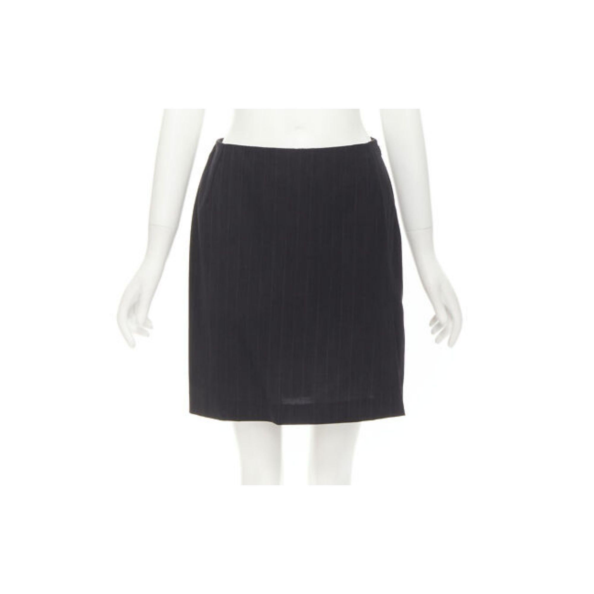 DOLCE GABBANA Vintage grey pinstripe wool blend blazer skirt set IT42 M For Sale 4
