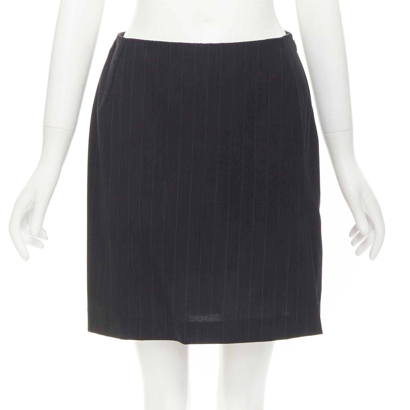 DOLCE GABBANA Vintage grey pinstripe wool blend blazer skirt set IT42 M For Sale 4