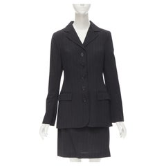DOLCE GABBANA Vintage grey pinstripe wool blend blazer skirt set IT42 M