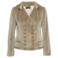 Dolce & Gabbana Vintage Grey Velvet Double-Breasted Blazer M