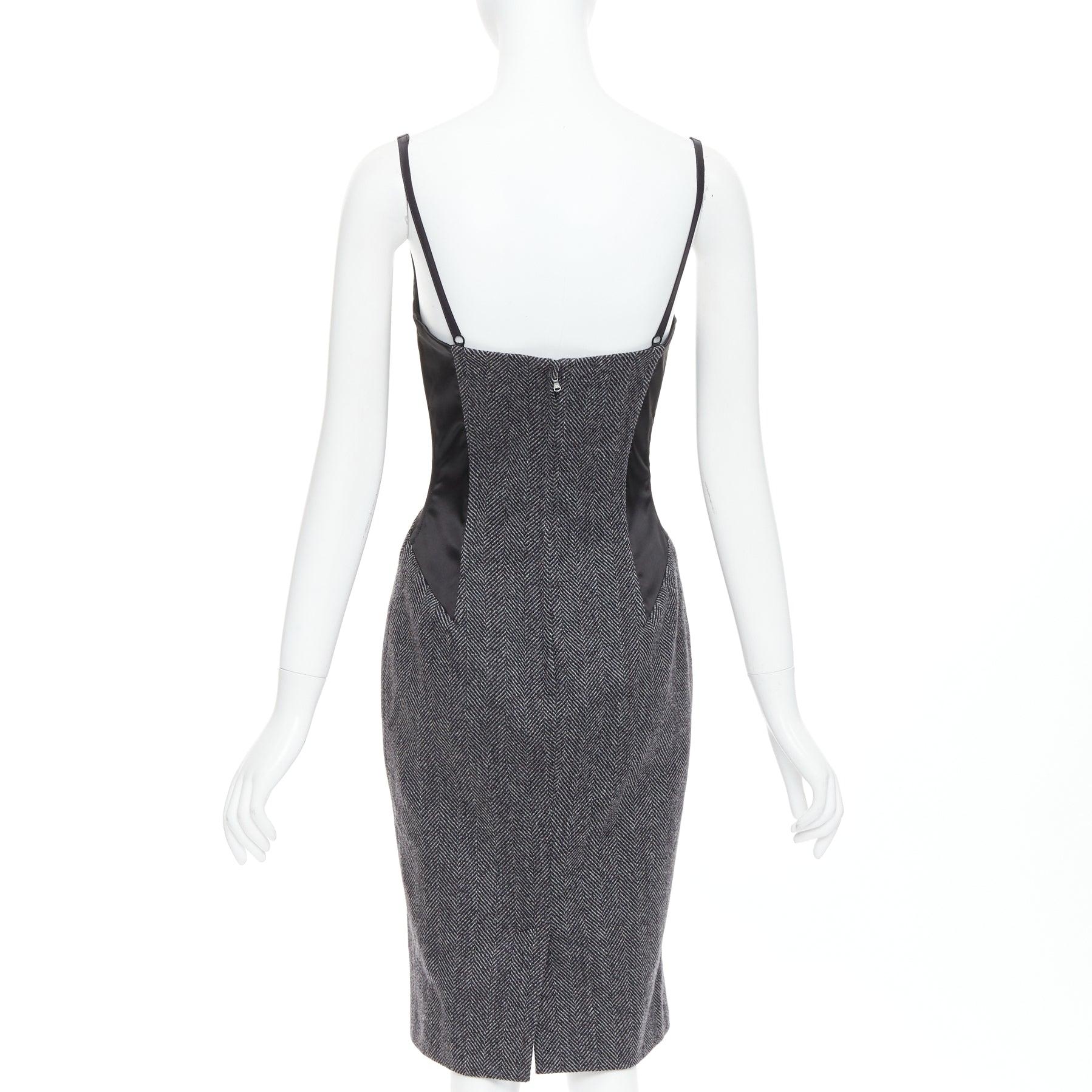 Donna DOLCE GABBANA Abito vintage in lana vergine misto tweed a spina di pesce IT40 S in vendita