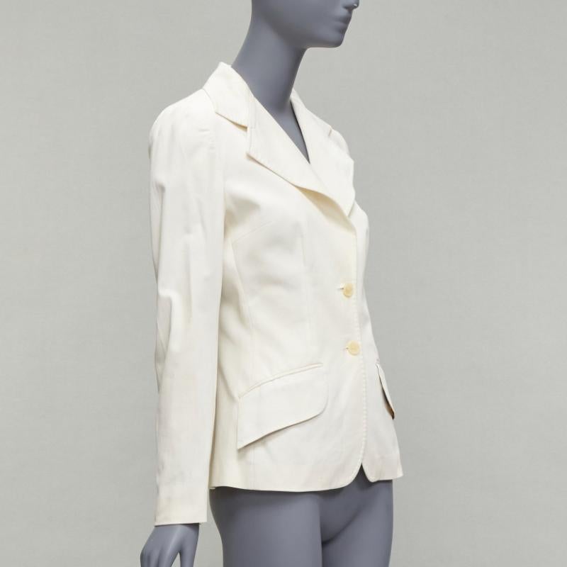 Gray DOLCE GABBANA Vintage ivory cotton blend wide collar blazer IT42 M For Sale