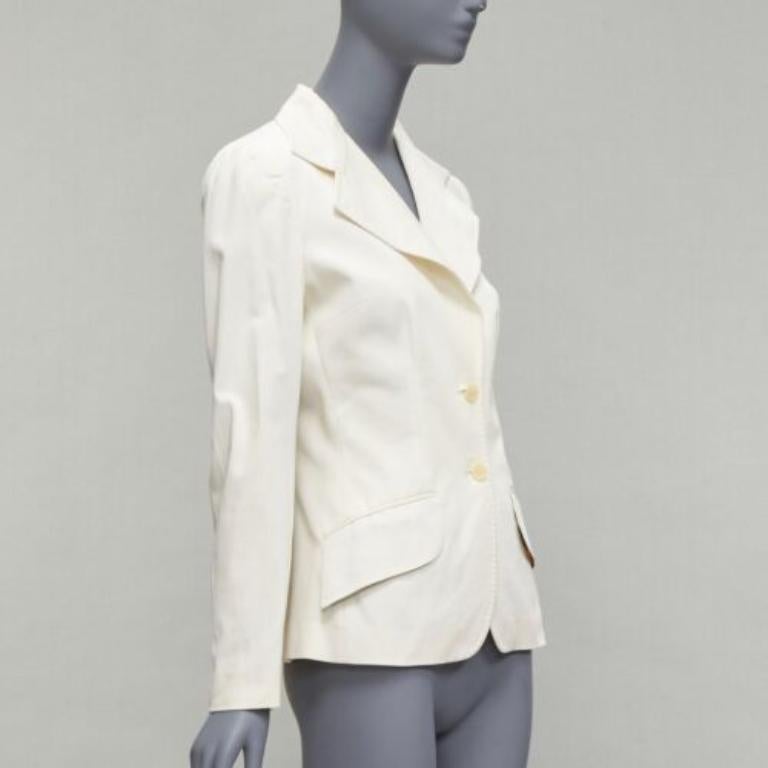 DOLCE GABBANA Blazer vintage de cuello ancho en mezcla de algodón marfil IT42 M Gris en venta